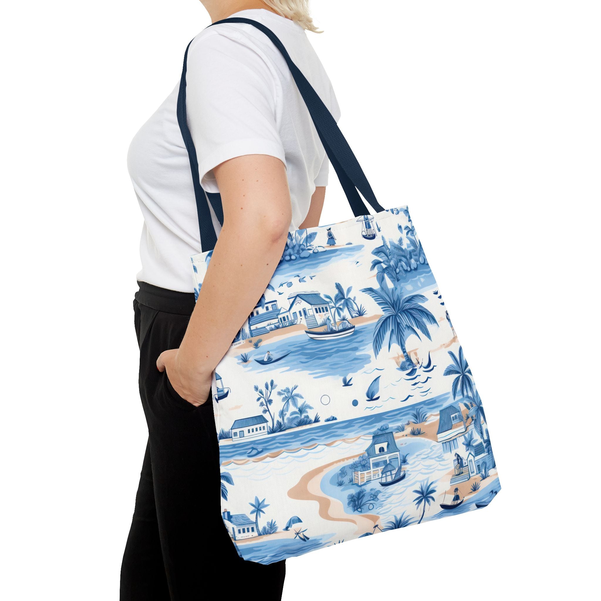 tropical Blue- Coastal Blue Tote Bag - Beach Vibes, Summer Travel, Eco-Friendly Shopping, Vacation Essentials, Gift for Ocean Lovers