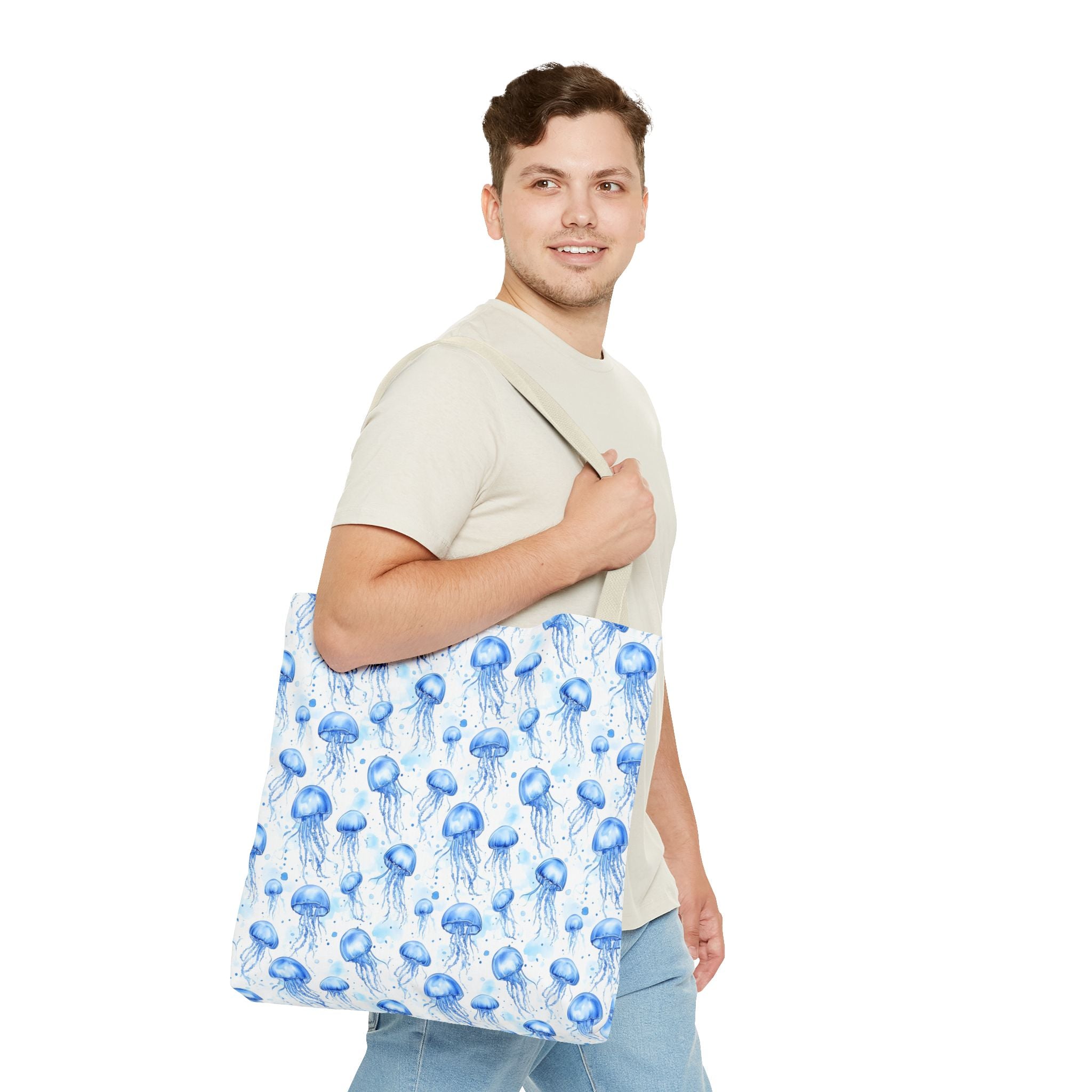 Blue Jellyfish Tote Bag - Ocean-Inspired Carryall, Beach Bag, Eco-Friendly Shopping Tote, Perfect Gift for Sea Lovers