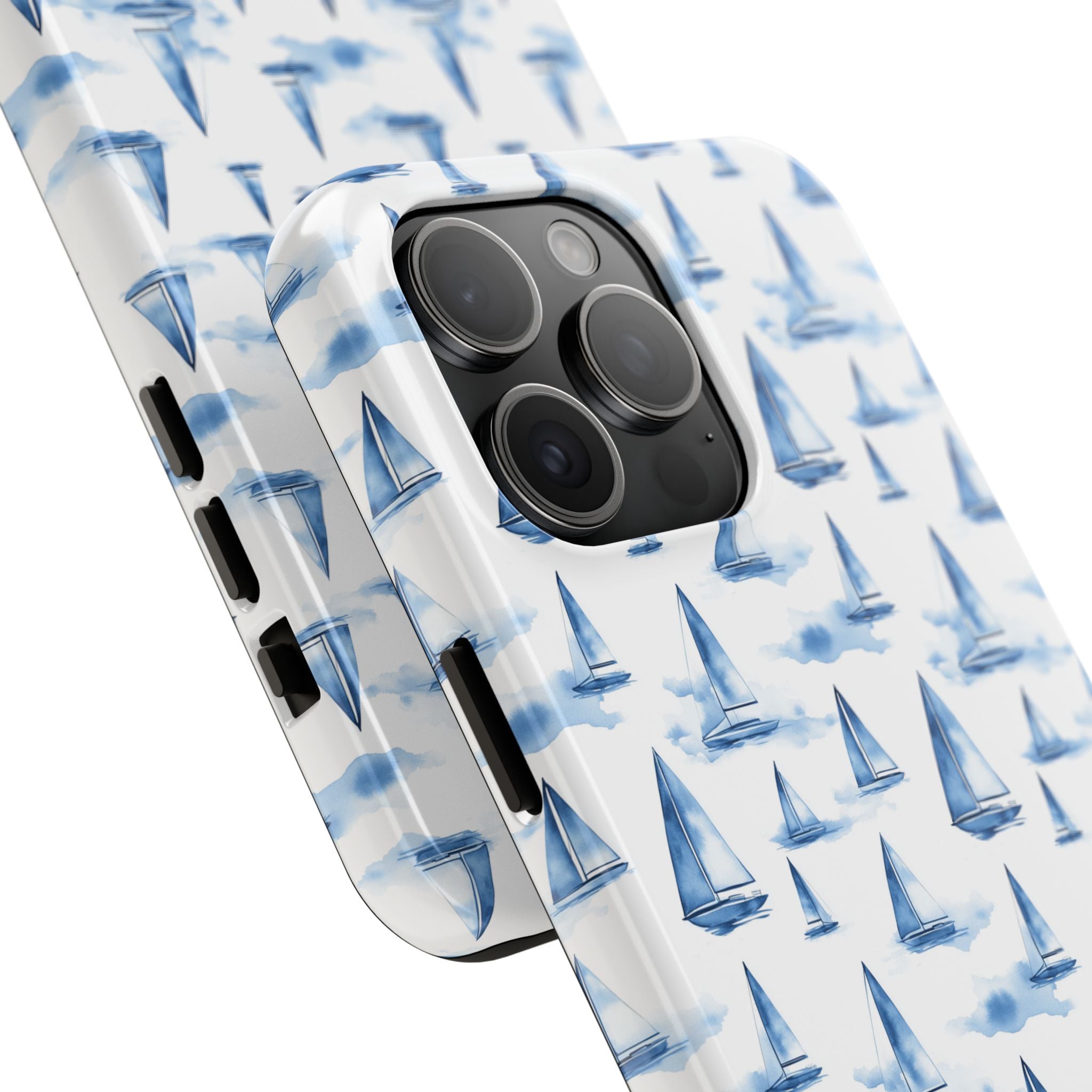 Blue Sailboat Phone Case - Nautical Tough Cover, Summer Gift, Ocean Lover Accessory, Unique Phone Protection, Beach Vibes