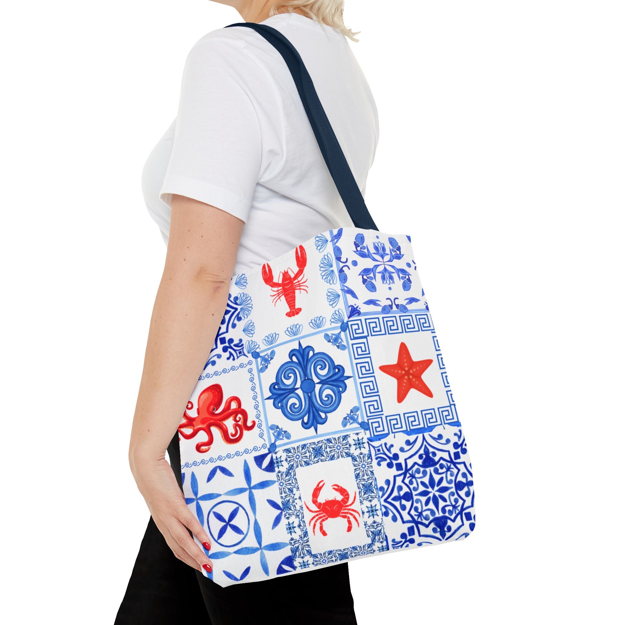Greek Sea - Ocean-Inspired Tote Bag, Nautical Style, Beach Bags, Gift for Her, Summer Accessory, Trendy Shopping Tote, AOP Design
