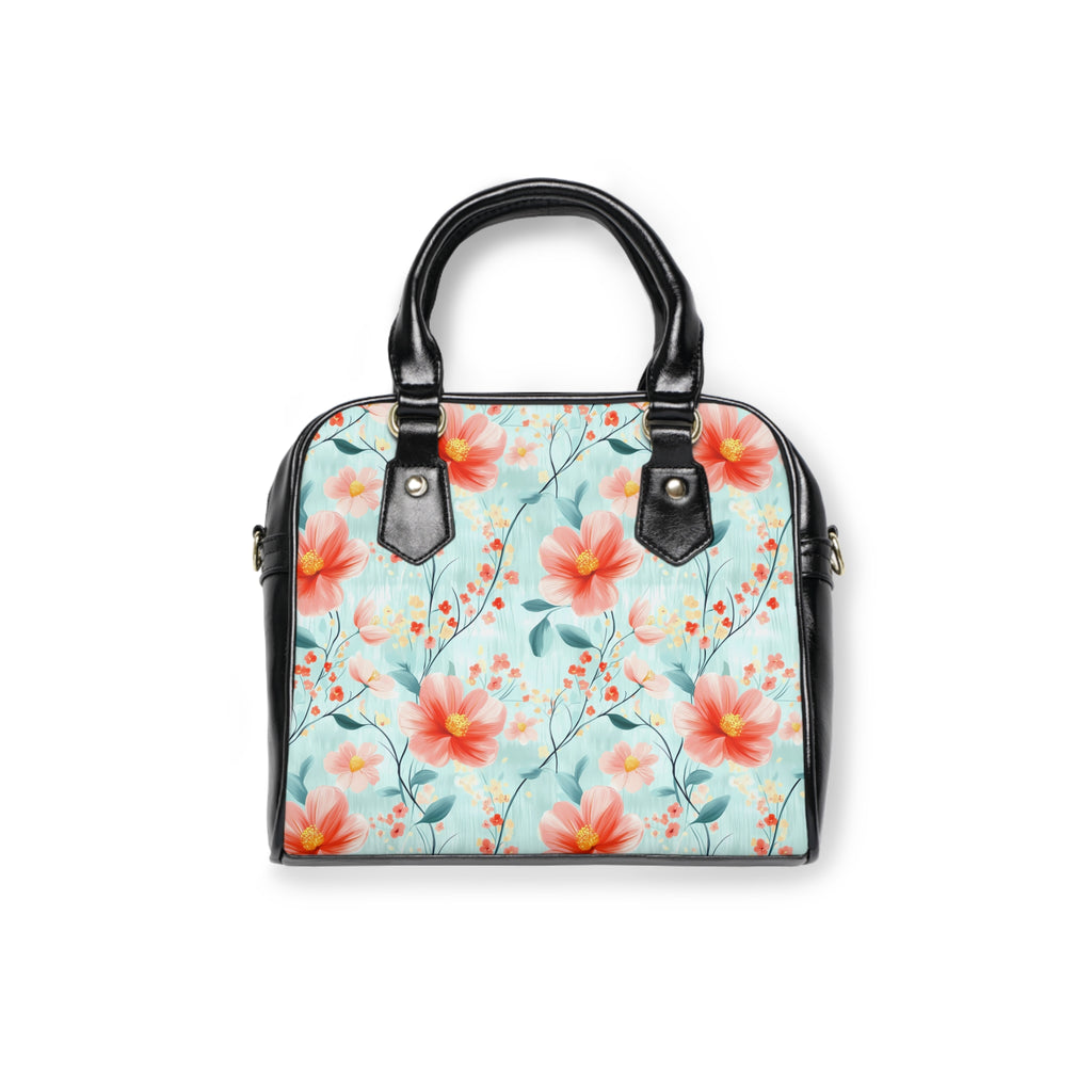 Teal Daisy-Floral Shoulder Handbag, Stylish Handbag, Summer Bag, Gift for Her, Spring Fashion Accessory, Floral Print Purse