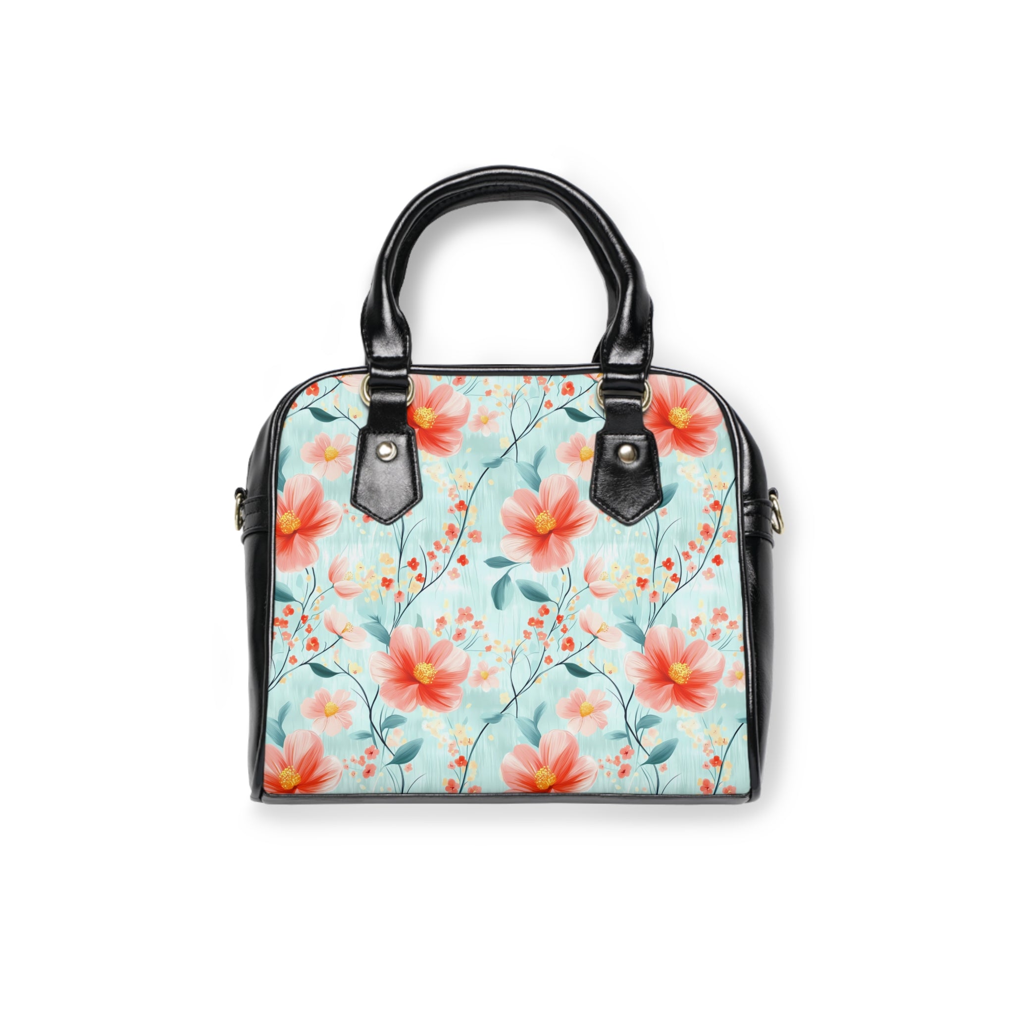 Teal Daisy-Floral Shoulder Handbag, Stylish Handbag, Summer Bag, Gift for Her, Spring Fashion Accessory, Floral Print Purse
