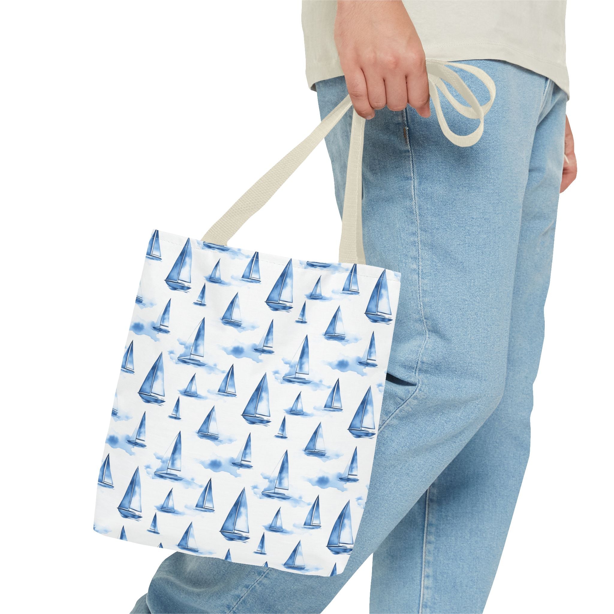 Blue Sail Boat - Nautical Tote Bag, Sailboat Shopping Bag, Beach Tote, Gift for Sailors, Vacation Accessory, Summer Bag