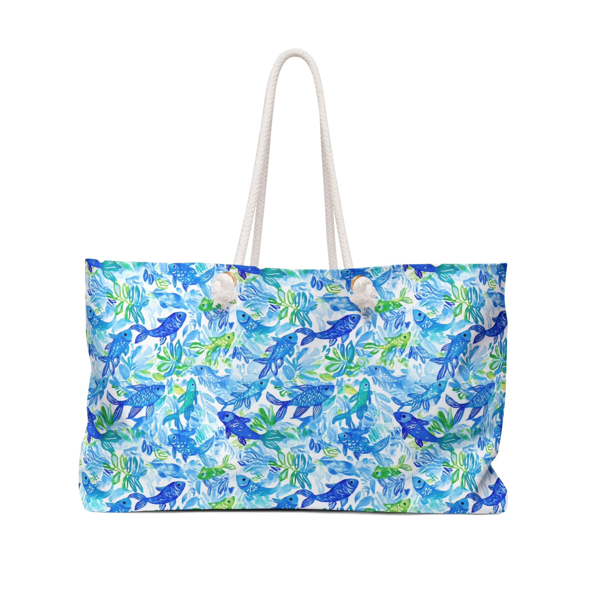 Vibrant Fish Weekender Tote Bag, Beach Bag, Beach Tote, Large tote bag, Vacation Bag, Bridesmaid Gift