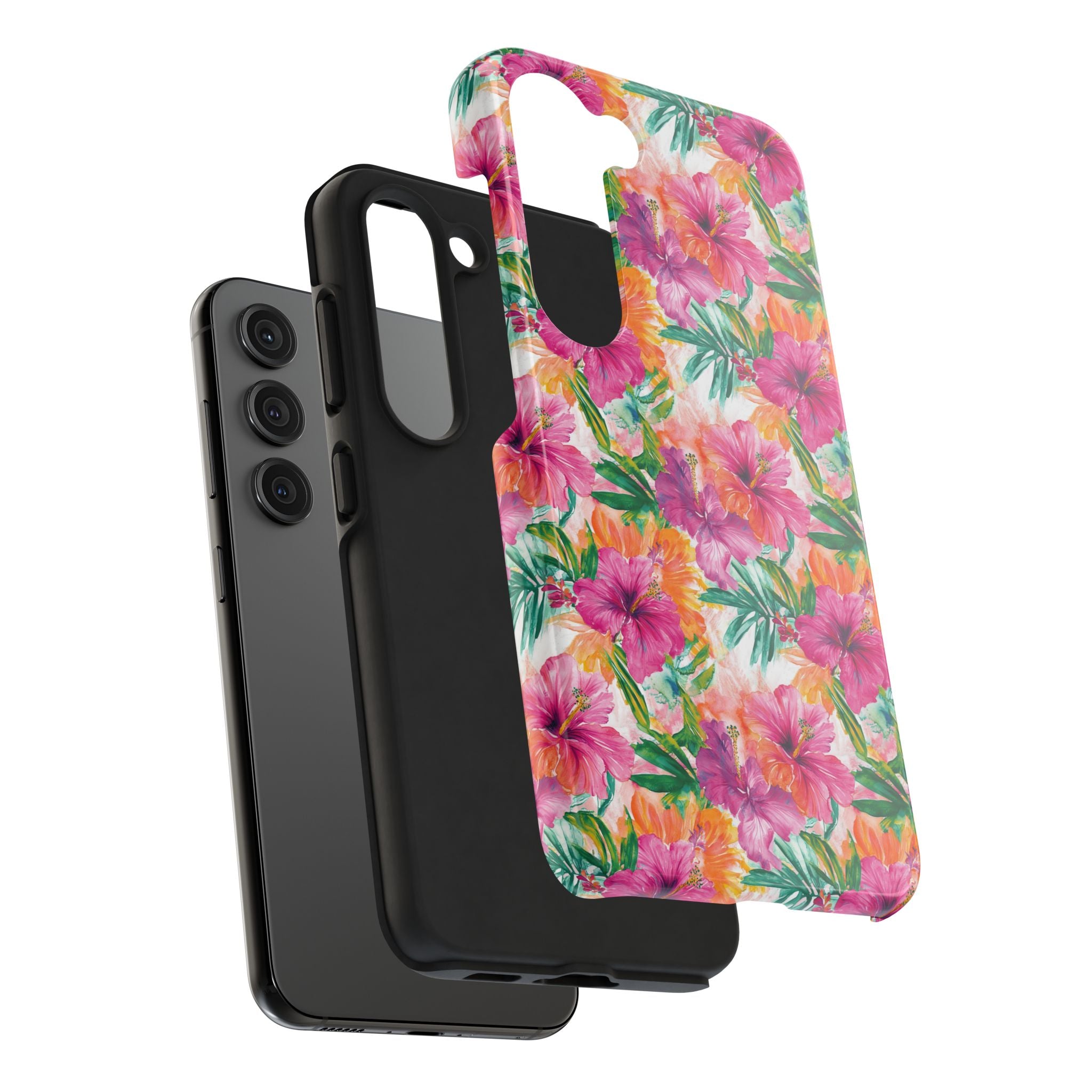Pink Tropical Floral Phone Case, Tough Waterproof Cover, Summer Vibe Gift, Durable Tech Accessory, Floral Pattern for iPhone, Chic, Stylish