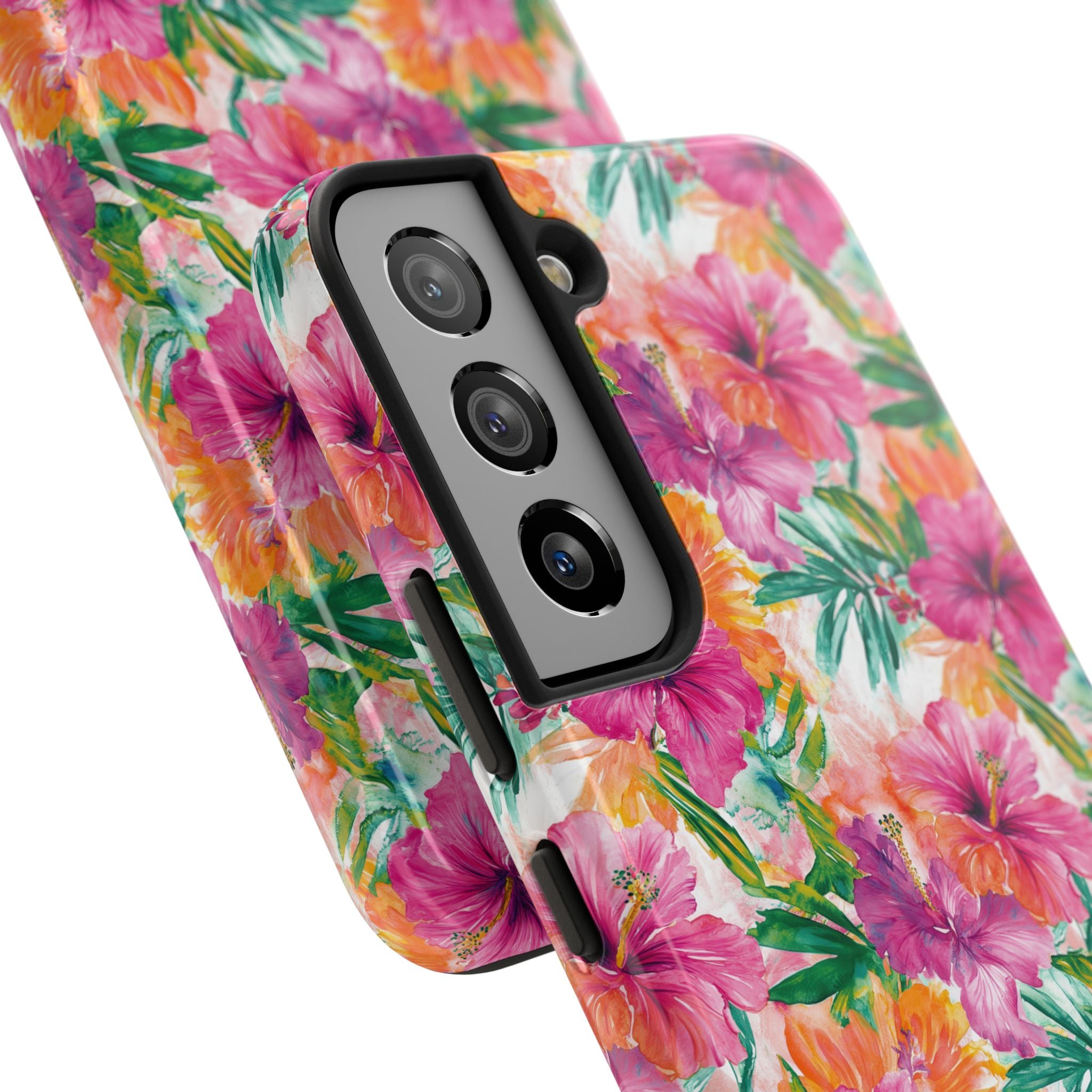 Pink Tropical Floral Phone Case, Tough Waterproof Cover, Summer Vibe Gift, Durable Tech Accessory, Floral Pattern for iPhone, Chic, Stylish