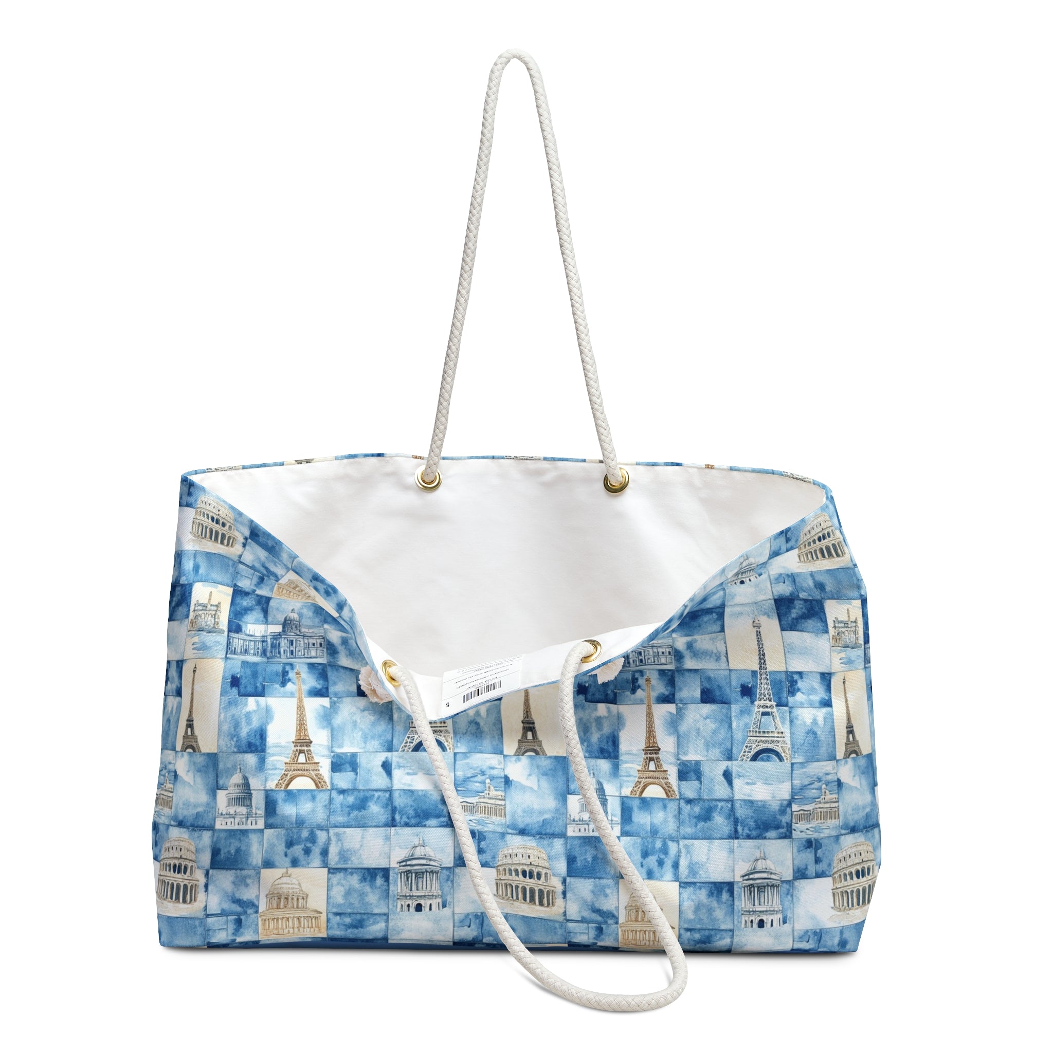 Europe Themed Weekender Tote Bag, Beach Bag, Beach Tote, Large tote bag, Vacation Bag, Bridesmaid Gift