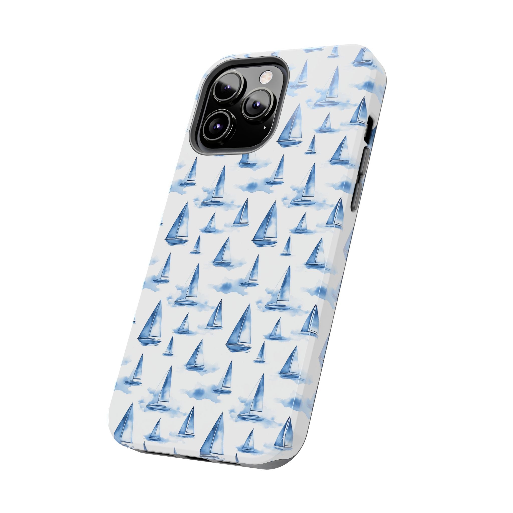 Blue Sailboat Phone Case - Nautical Tough Cover, Summer Gift, Ocean Lover Accessory, Unique Phone Protection, Beach Vibes