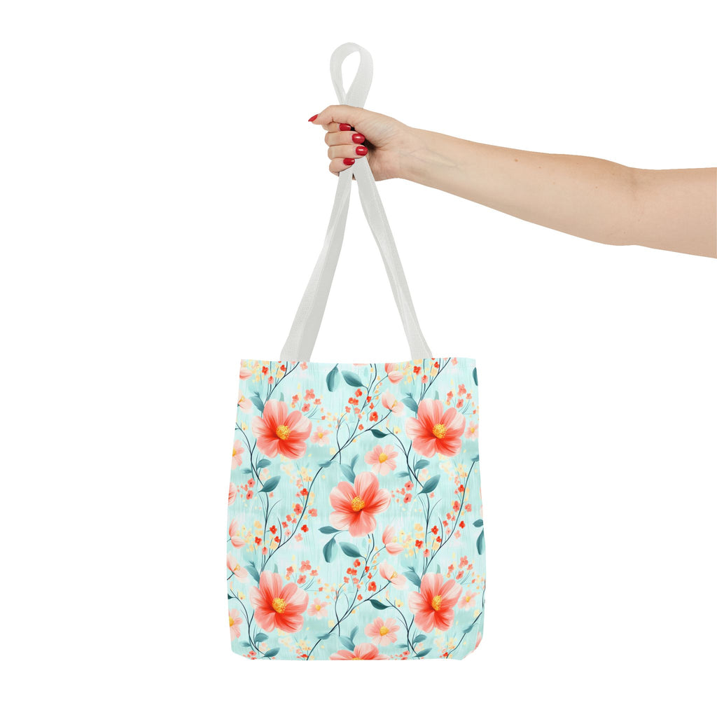 Teal Daisy - Floral Tote Bag, Boho Chic Carryall, Beach Bag, Gifts for Her, Spring Fashion Accessory, Eco-Friendly Shopping Bag