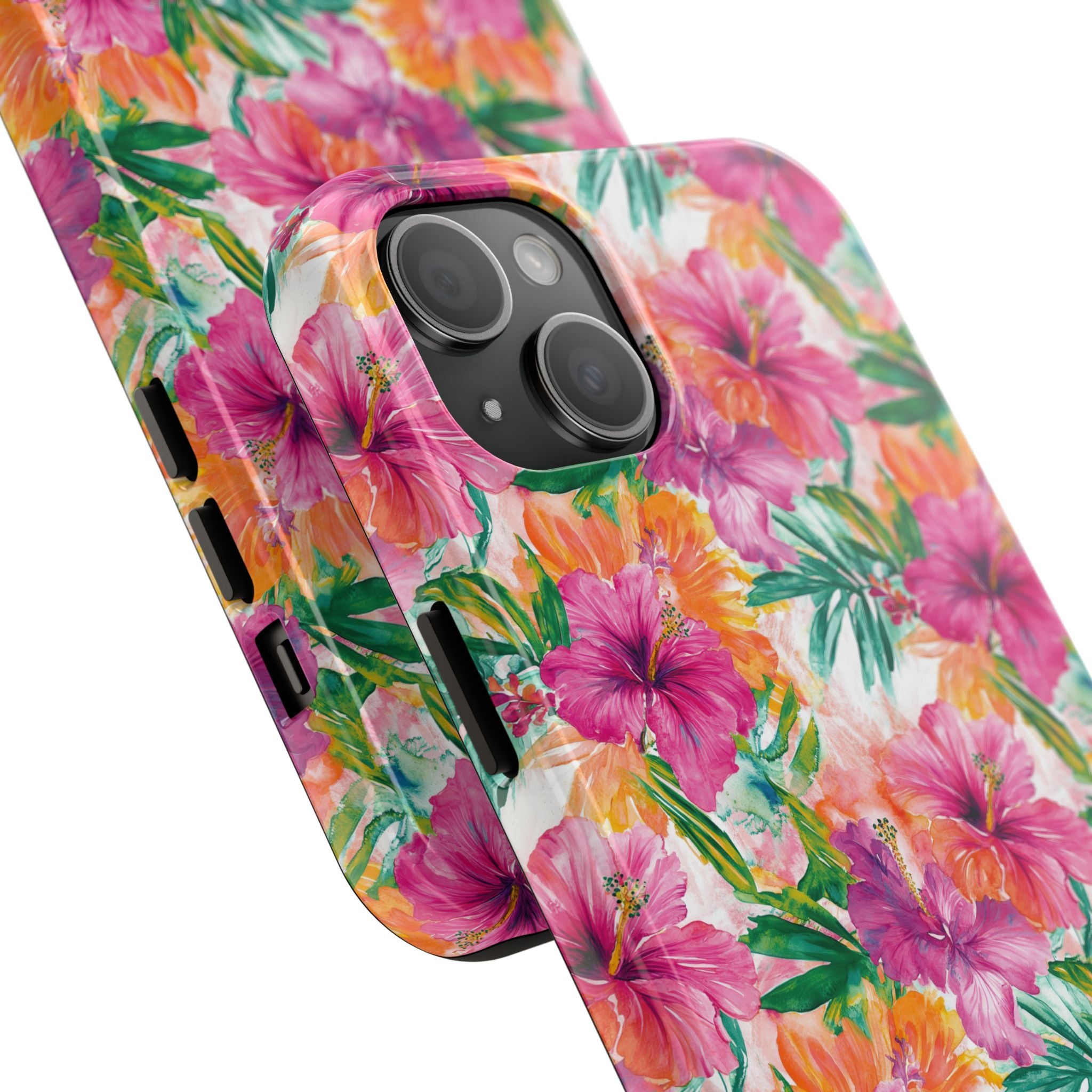 Pink Tropical Floral Phone Case, Tough Waterproof Cover, Summer Vibe Gift, Durable Tech Accessory, Floral Pattern for iPhone, Chic, Stylish