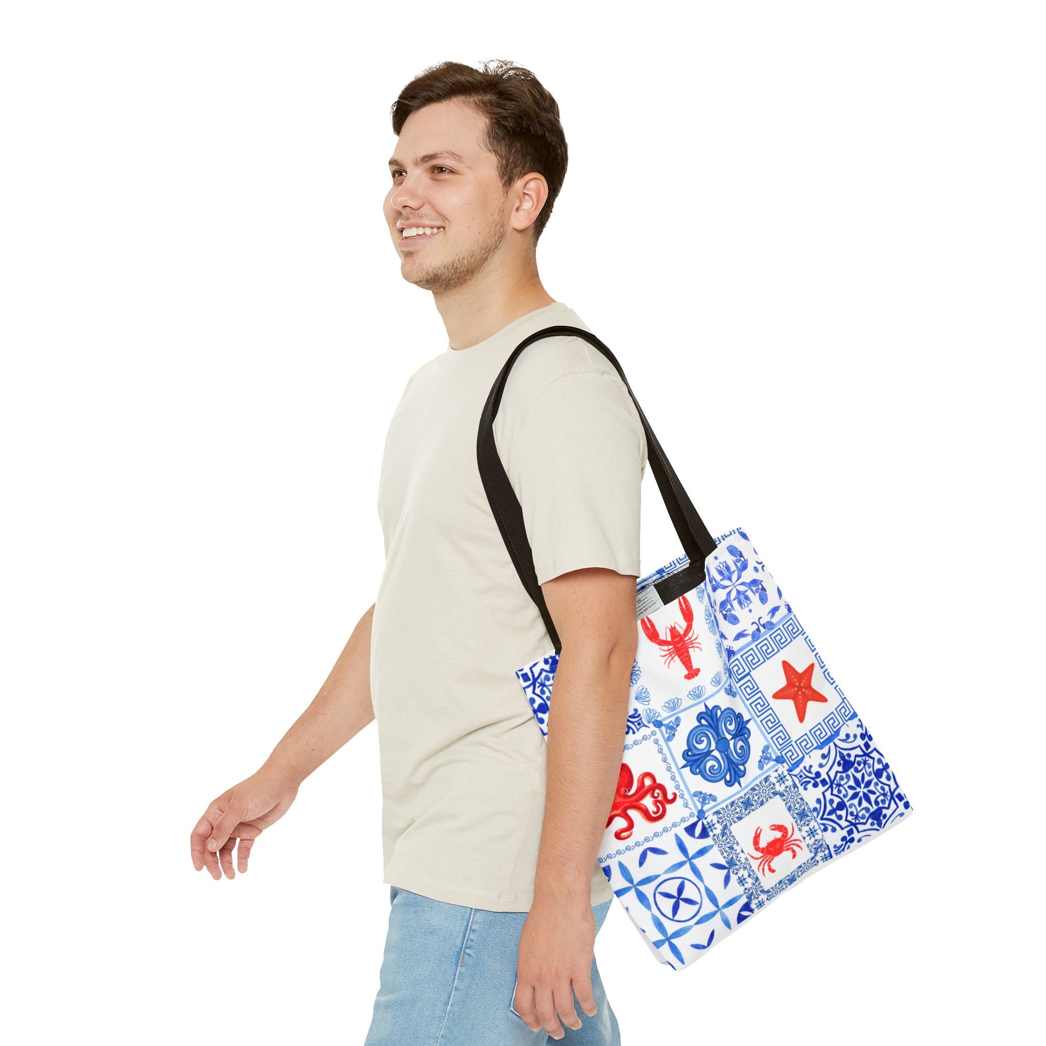 Greek Sea - Ocean-Inspired Tote Bag, Nautical Style, Beach Bags, Gift for Her, Summer Accessory, Trendy Shopping Tote, AOP Design