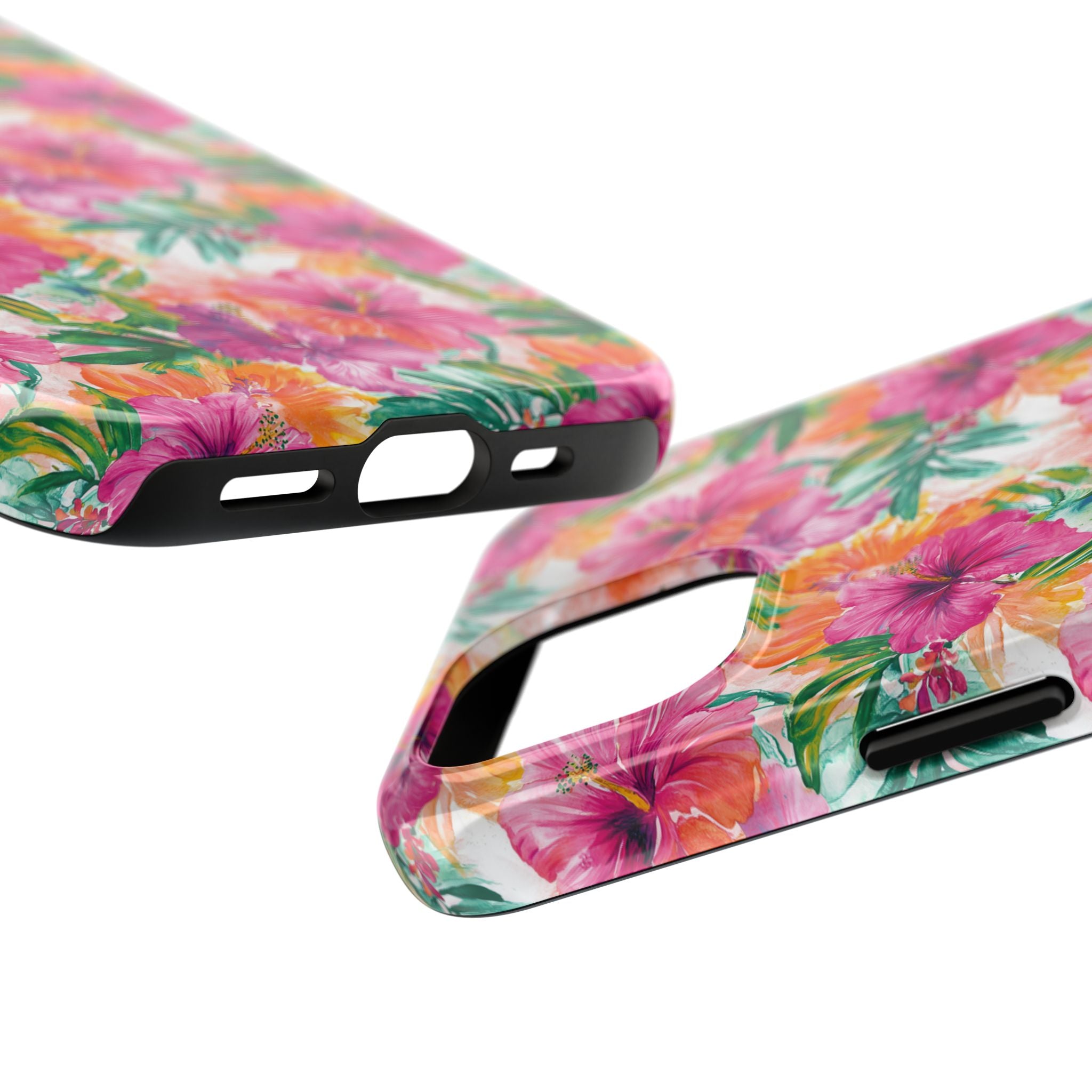 Pink Tropical Floral Phone Case, Tough Waterproof Cover, Summer Vibe Gift, Durable Tech Accessory, Floral Pattern for iPhone, Chic, Stylish