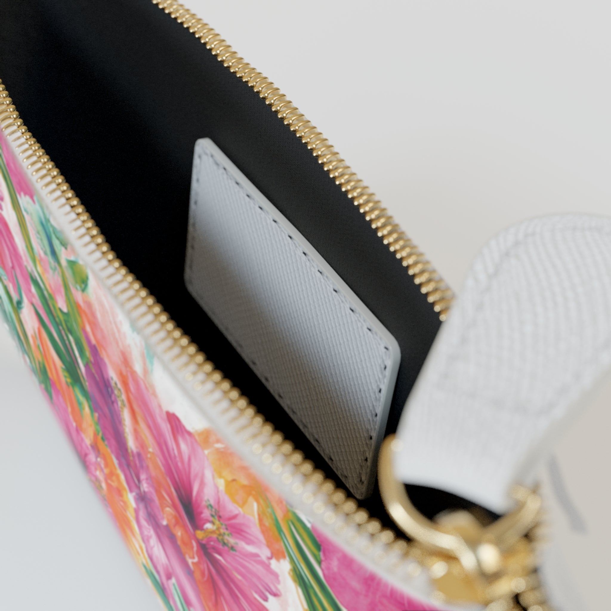 Pink Tropical floral Mini Vegan Leather Clutch Bag, Tropical Floral bag, Hawaiian Theme Bag, Gift for her