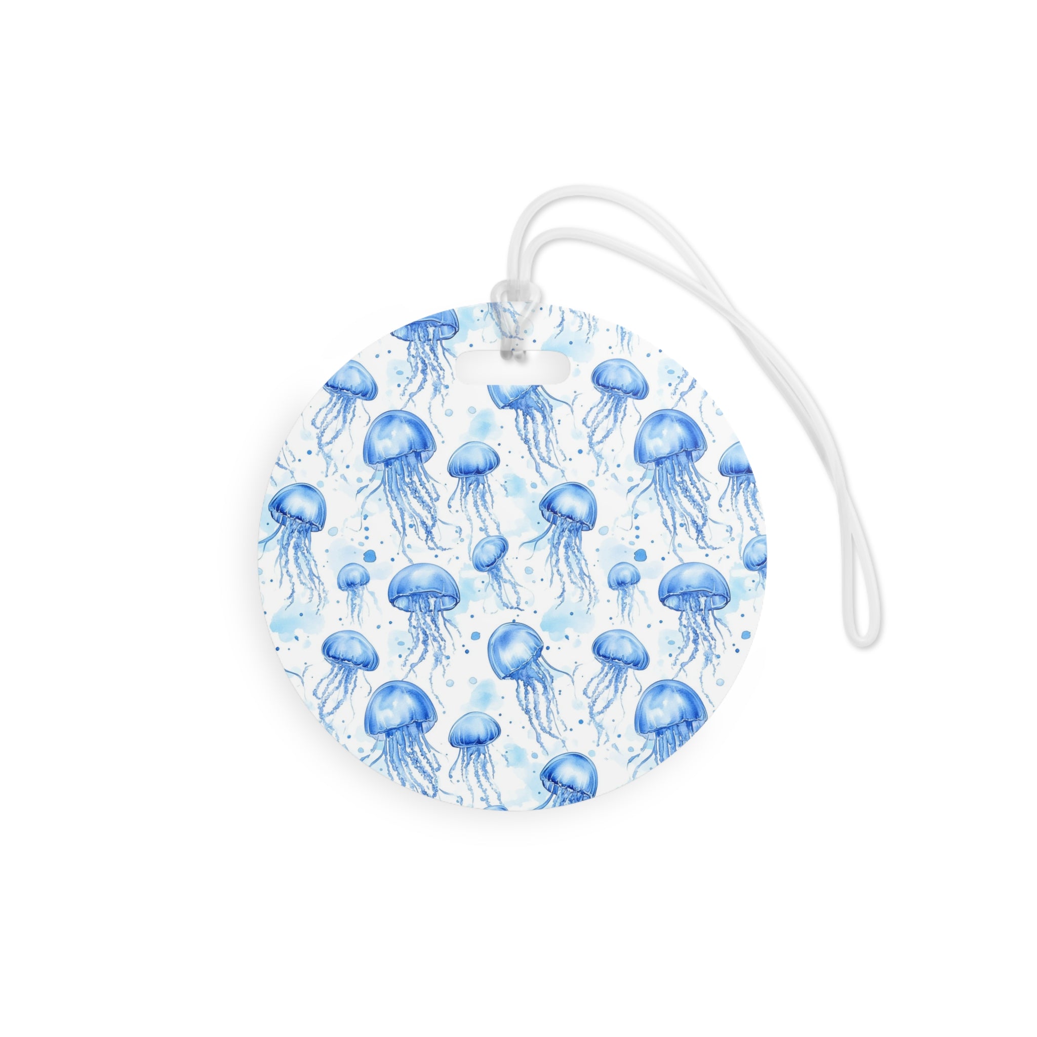 Blue Jellyfish Luggage Tag, Travel Accessories, Luggage, Vacation must have, Beach Vacation Supplies, Luggage Tag, Square or Round