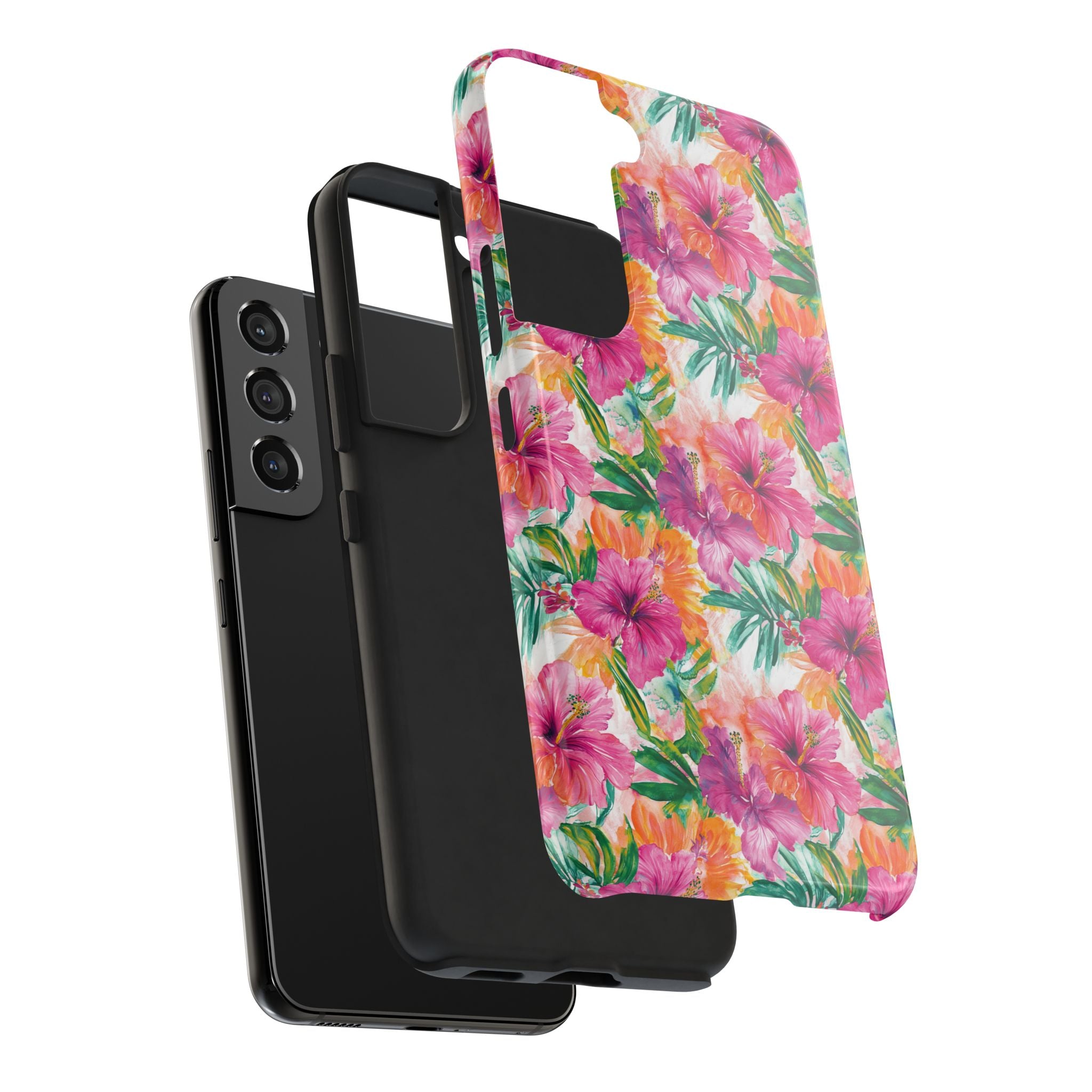 Pink Tropical Floral Phone Case, Tough Waterproof Cover, Summer Vibe Gift, Durable Tech Accessory, Floral Pattern for iPhone, Chic, Stylish