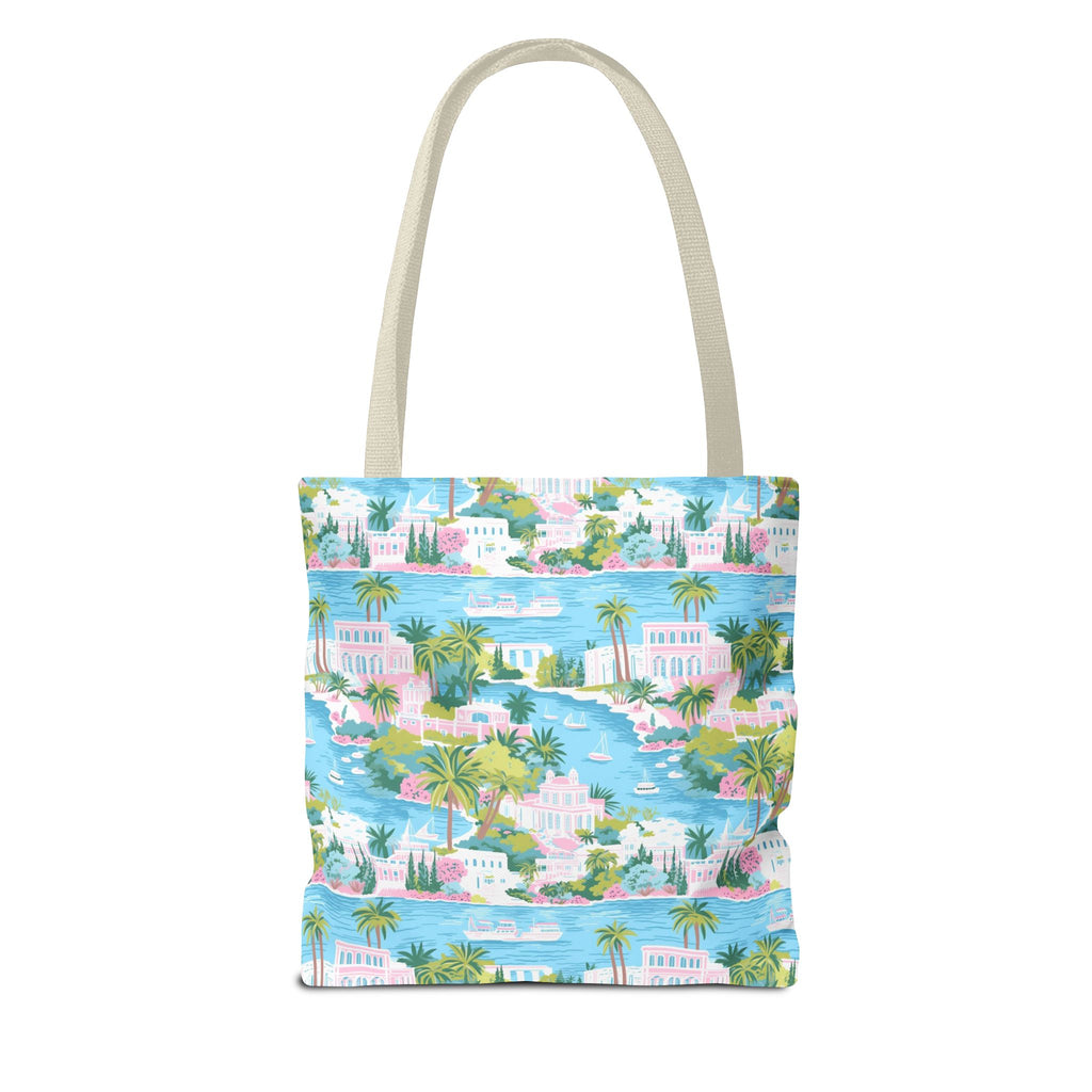 Greek Island - Tropical Paradise Tote Bag, Beach Bag, Eco-Friendly Shopping Bag, Summer Vibes Handbag, Vacation Essentials, Gift for Travelers
