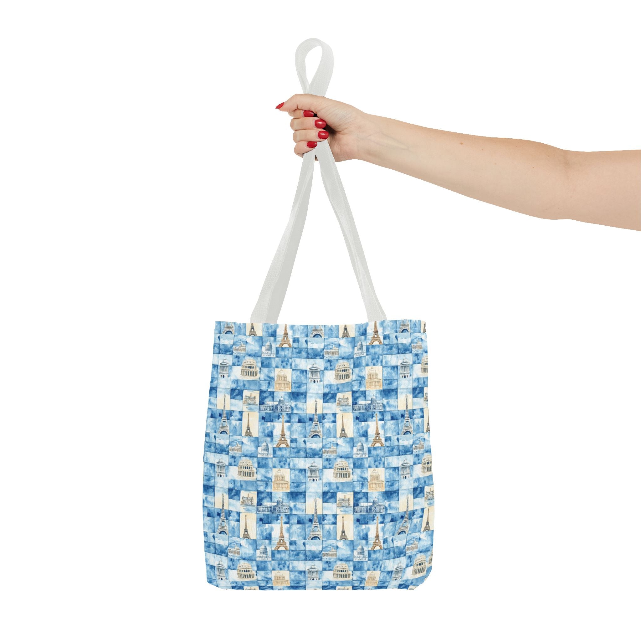 Europe- Chic Tote Bag with Blue Pattern, Stylish Shopping Tote, Beach Bag, Eco-Friendly Tote, Perfect Gift for Her