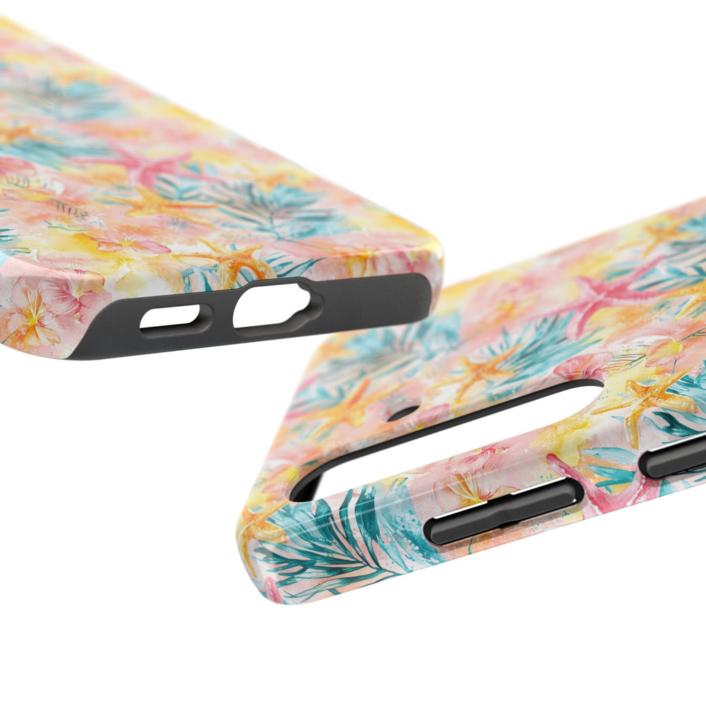 Pink Tropical Starfish- Floral Tough Phone Case - Durable Protection with a Beach Vibe, Perfect Gift for Summer Lovers, Ideal for Vacation, Fun, Stylish