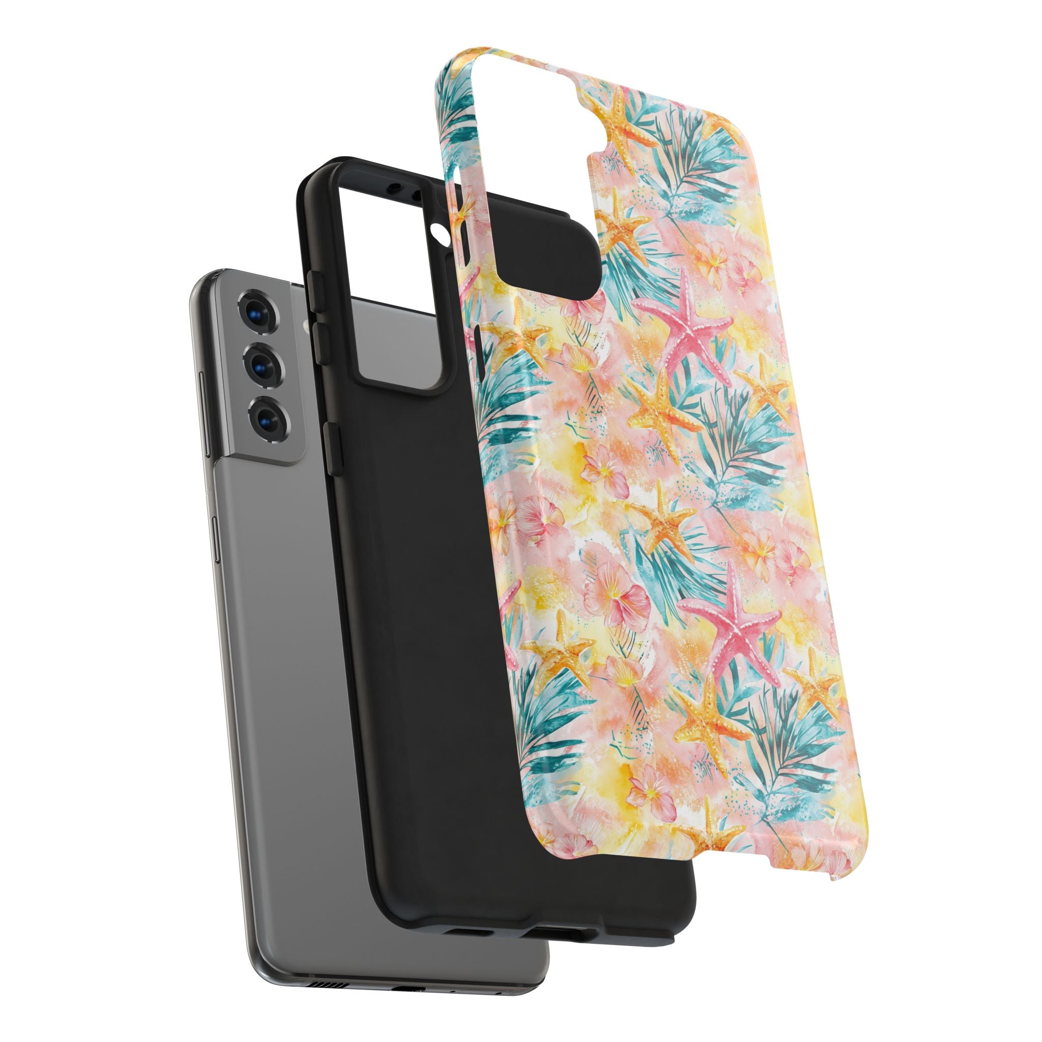 Pink Tropical Starfish- Floral Tough Phone Case - Durable Protection with a Beach Vibe, Perfect Gift for Summer Lovers, Ideal for Vacation, Fun, Stylish