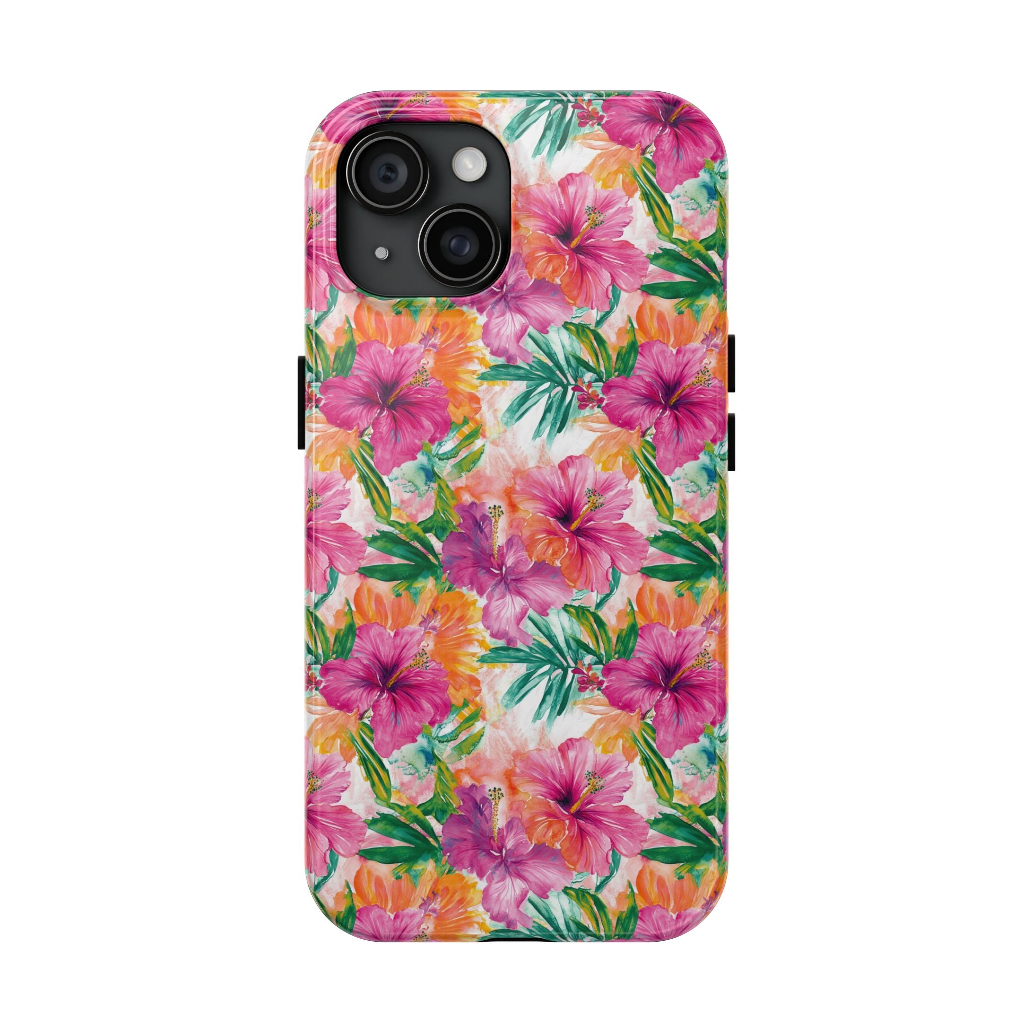 Pink Tropical Floral Phone Case, Tough Waterproof Cover, Summer Vibe Gift, Durable Tech Accessory, Floral Pattern for iPhone, Chic, Stylish
