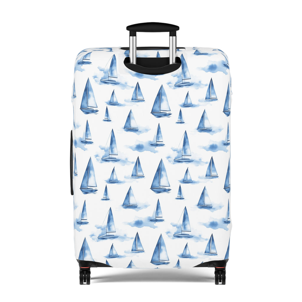 Blue Sailboat - Watercolor Sailboat Luggage Cover - Travel Accessory, Nautical Theme, Vacation Essentials, Personalized Luggage Sleeve, Gift Idea