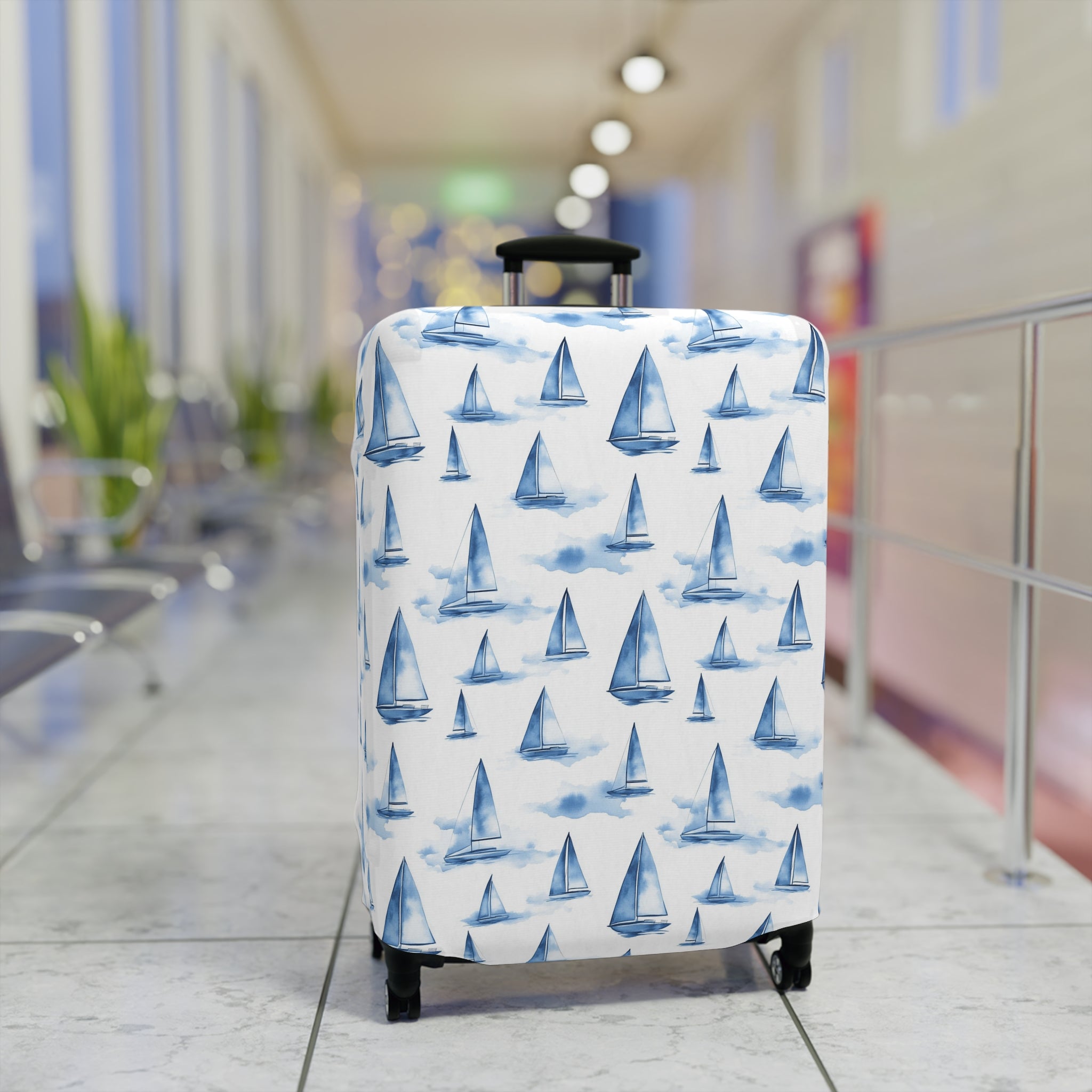 Blue Sailboat - Watercolor Sailboat Luggage Cover - Travel Accessory, Nautical Theme, Vacation Essentials, Personalized Luggage Sleeve, Gift Idea