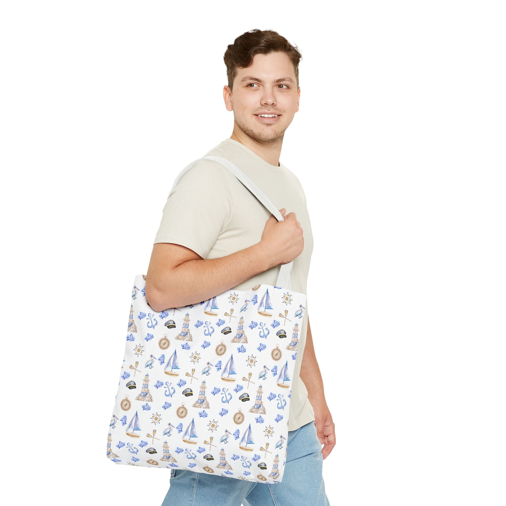 Sail Away - Nautical Themed Tote Bag, Beach Bag, Sailor Tote, Summer Essentials, Gift for Sea Lovers, Travel Bag