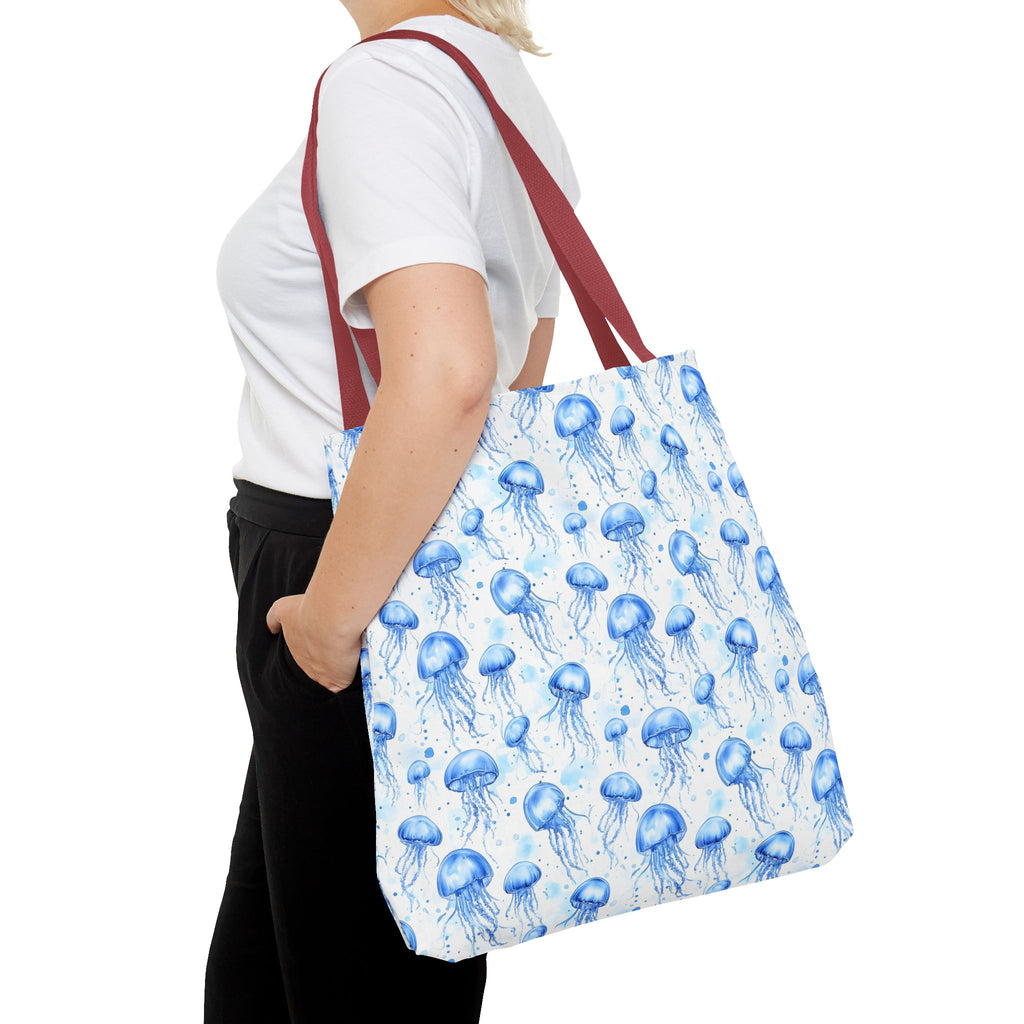 Blue Jellyfish Tote Bag - Ocean-Inspired Carryall, Beach Bag, Eco-Friendly Shopping Tote, Perfect Gift for Sea Lovers