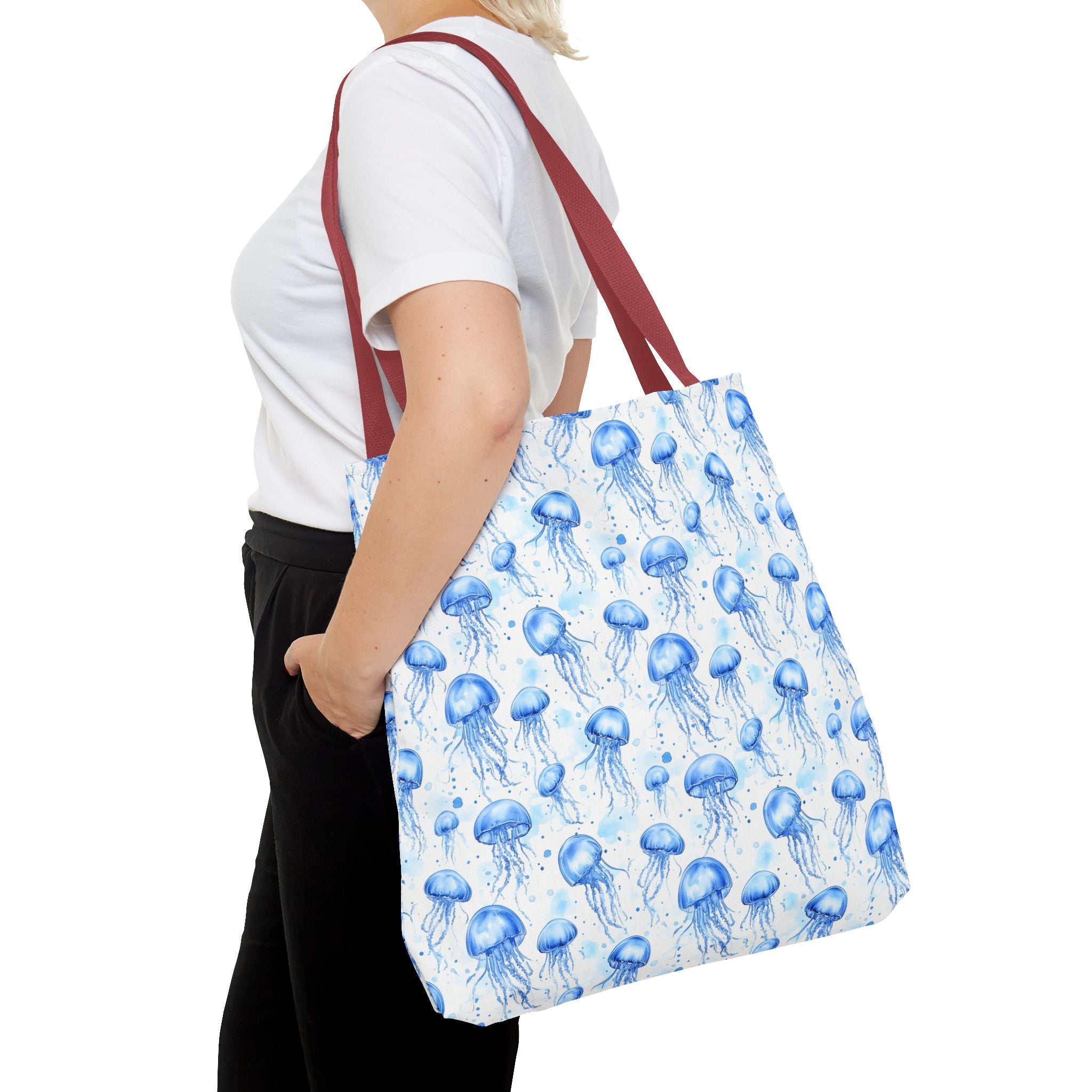 Blue Jellyfish Tote Bag - Ocean-Inspired Carryall, Beach Bag, Eco-Friendly Shopping Tote, Perfect Gift for Sea Lovers