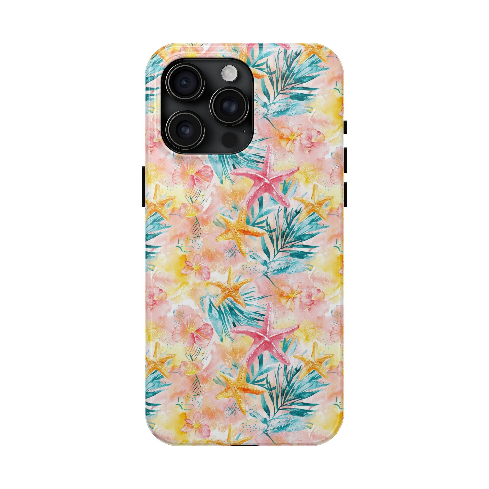 Pink Tropical Starfish- Floral Tough Phone Case - Durable Protection with a Beach Vibe, Perfect Gift for Summer Lovers, Ideal for Vacation, Fun, Stylish