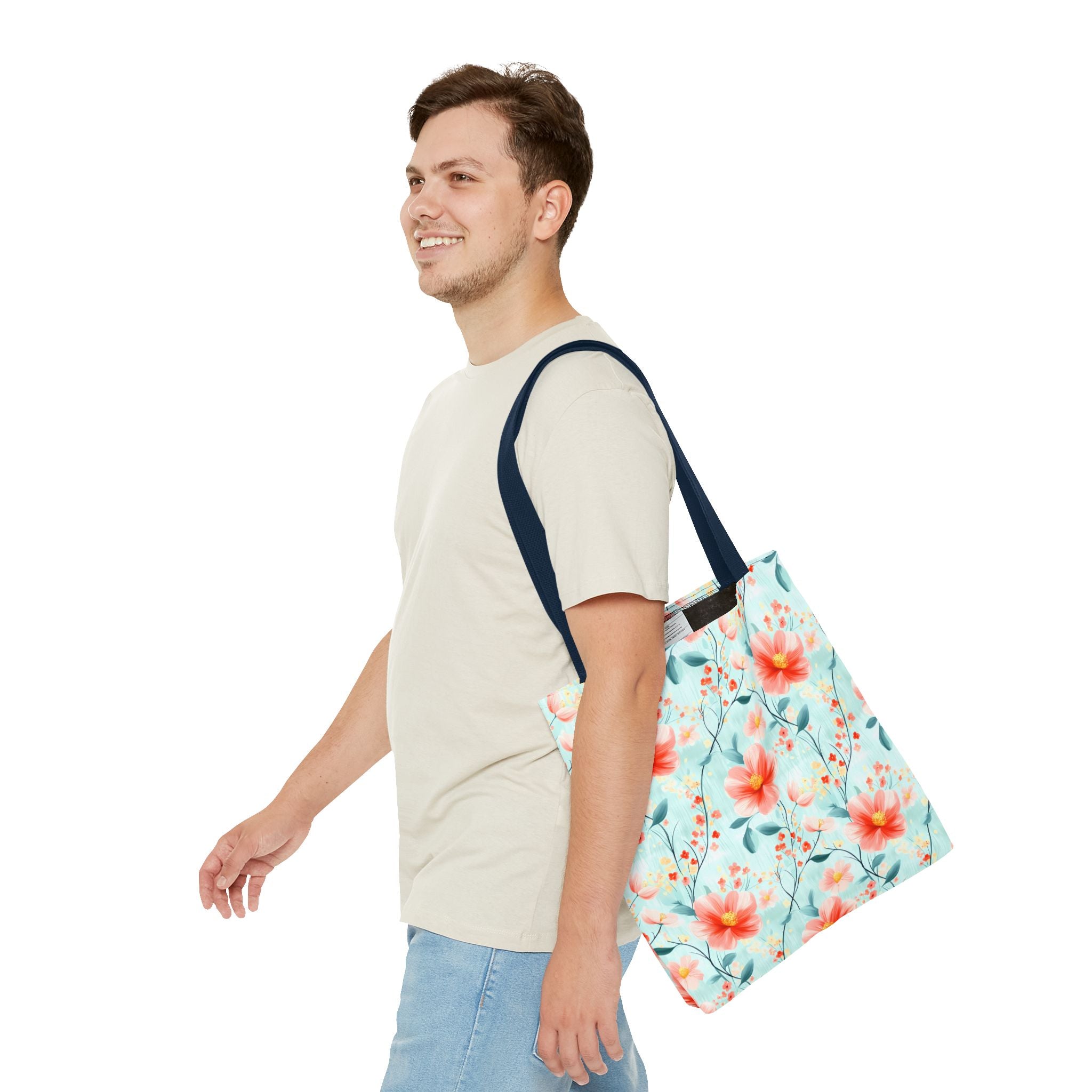Teal Daisy - Floral Tote Bag, Boho Chic Carryall, Beach Bag, Gifts for Her, Spring Fashion Accessory, Eco-Friendly Shopping Bag