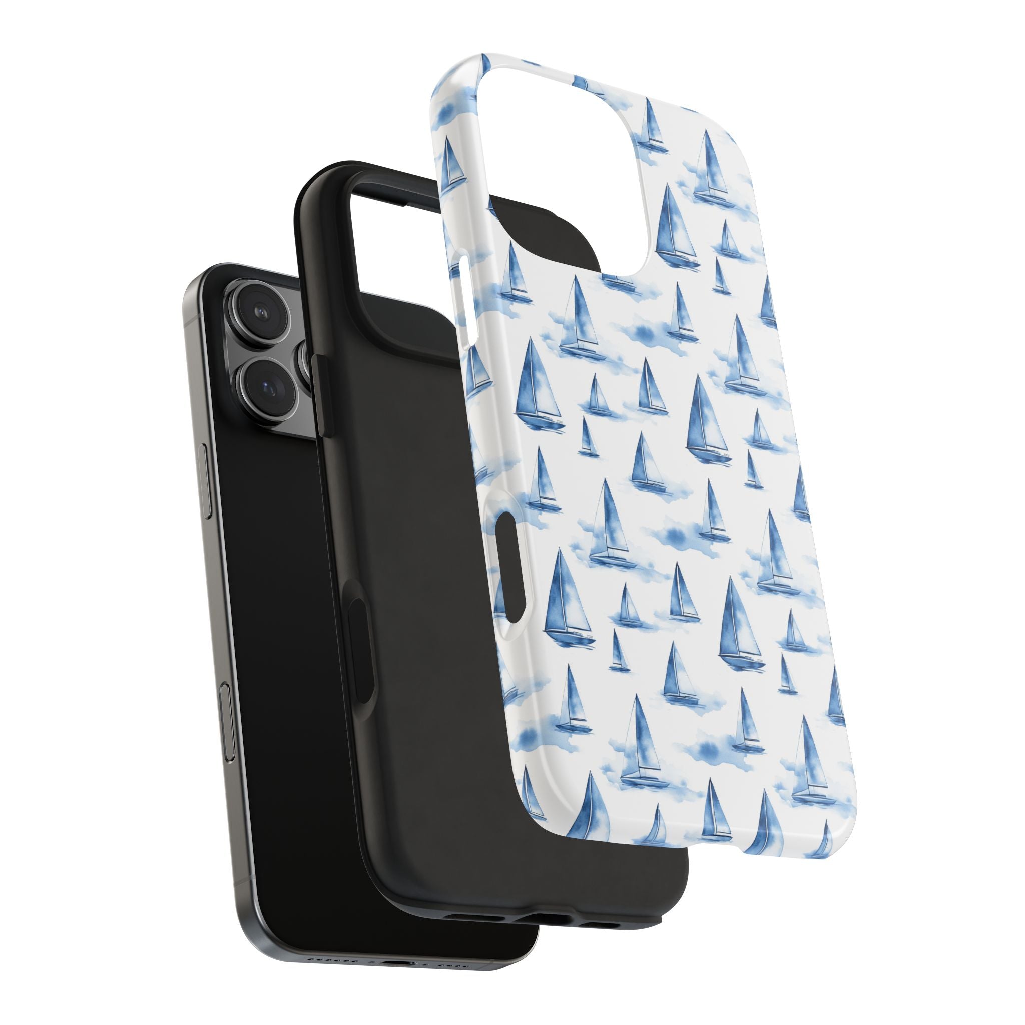 Blue Sailboat Phone Case - Nautical Tough Cover, Summer Gift, Ocean Lover Accessory, Unique Phone Protection, Beach Vibes