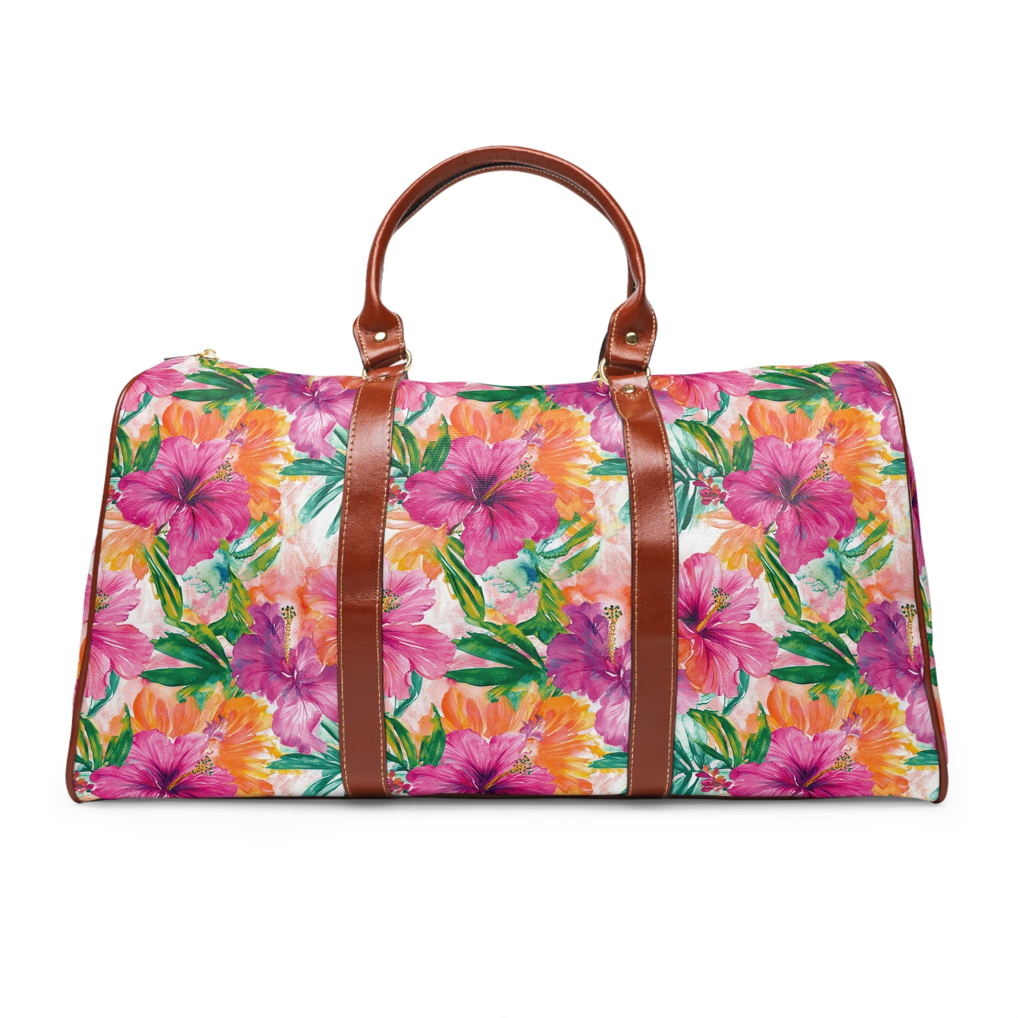 Pink tropical floral- Floral Waterproof Travel Bag, Perfect for Weekend Getaways, Gym, and Beach Trips, Stylish Luggage for Adventurers