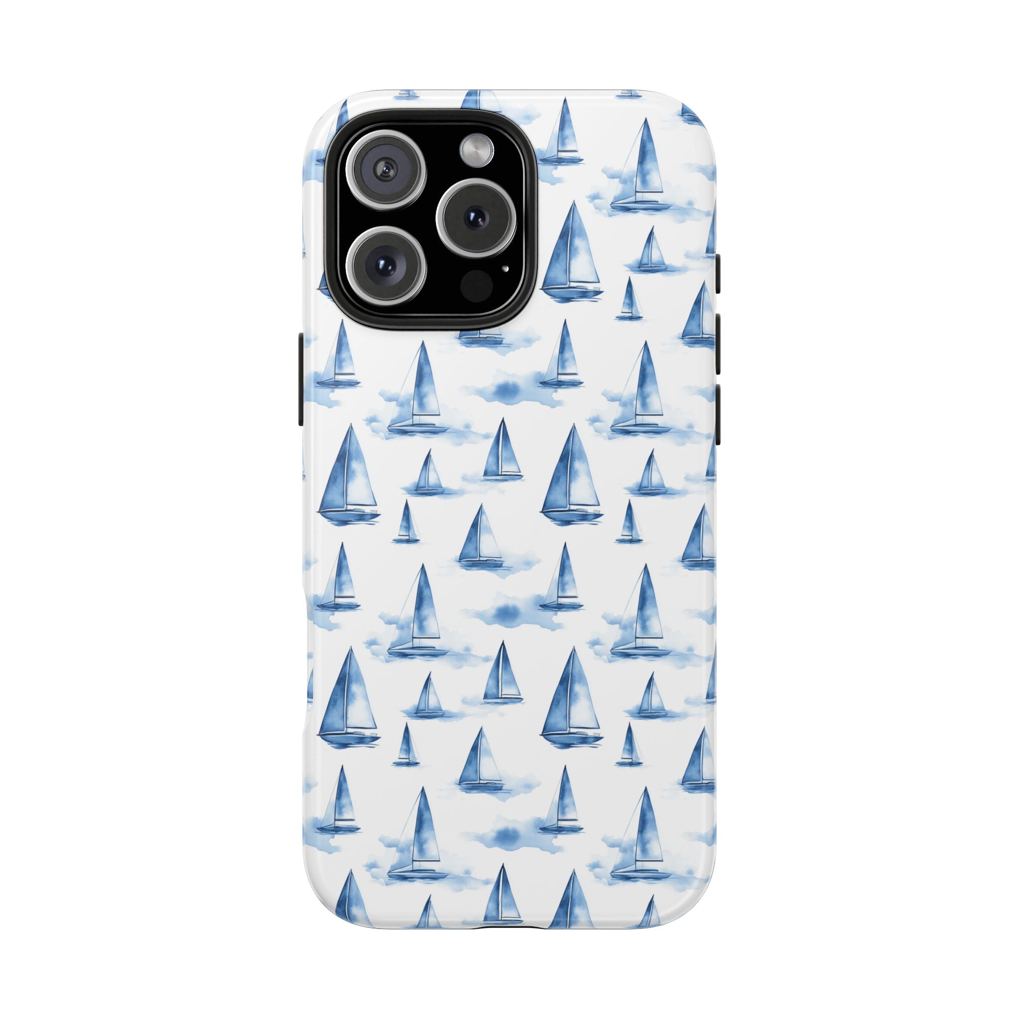 Blue Sailboat Phone Case - Nautical Tough Cover, Summer Gift, Ocean Lover Accessory, Unique Phone Protection, Beach Vibes