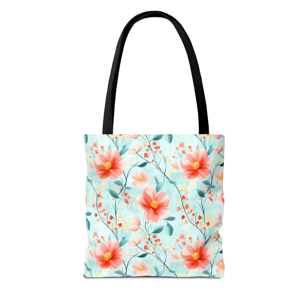 Teal Daisy - Floral Tote Bag, Boho Chic Carryall, Beach Bag, Gifts for Her, Spring Fashion Accessory, Eco-Friendly Shopping Bag