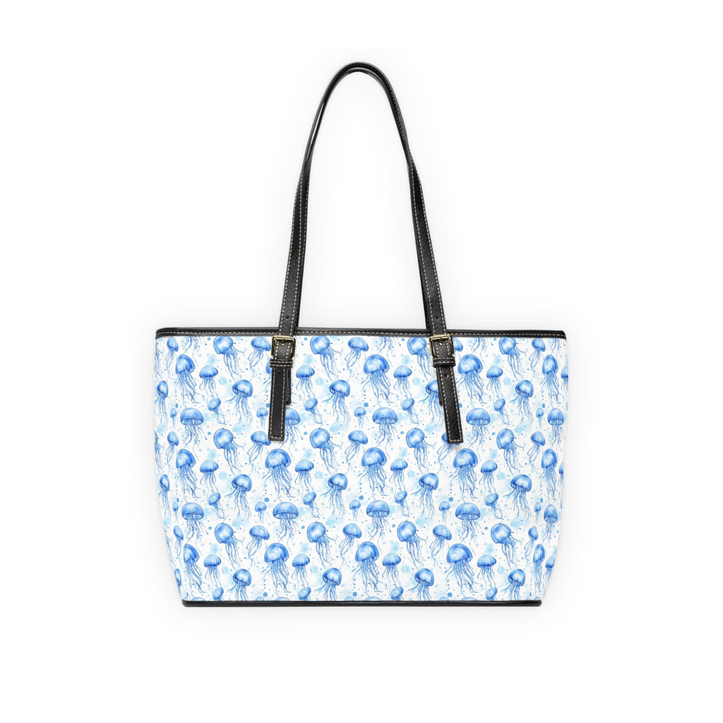 Jelly Fish - Leather Shoulder Bag with Jellyfish Design, Tote Bag for Summer Outings, Beach Accessory, Gift for Her, Trendy Handbag