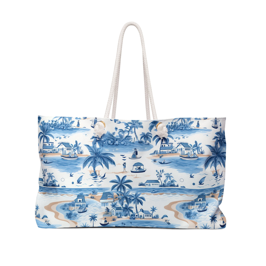 Tropical Blue Weekender Bag, Beach Bag, Beach Tote, Large tote bag, Vacation Bag, Bridesmaid Gift