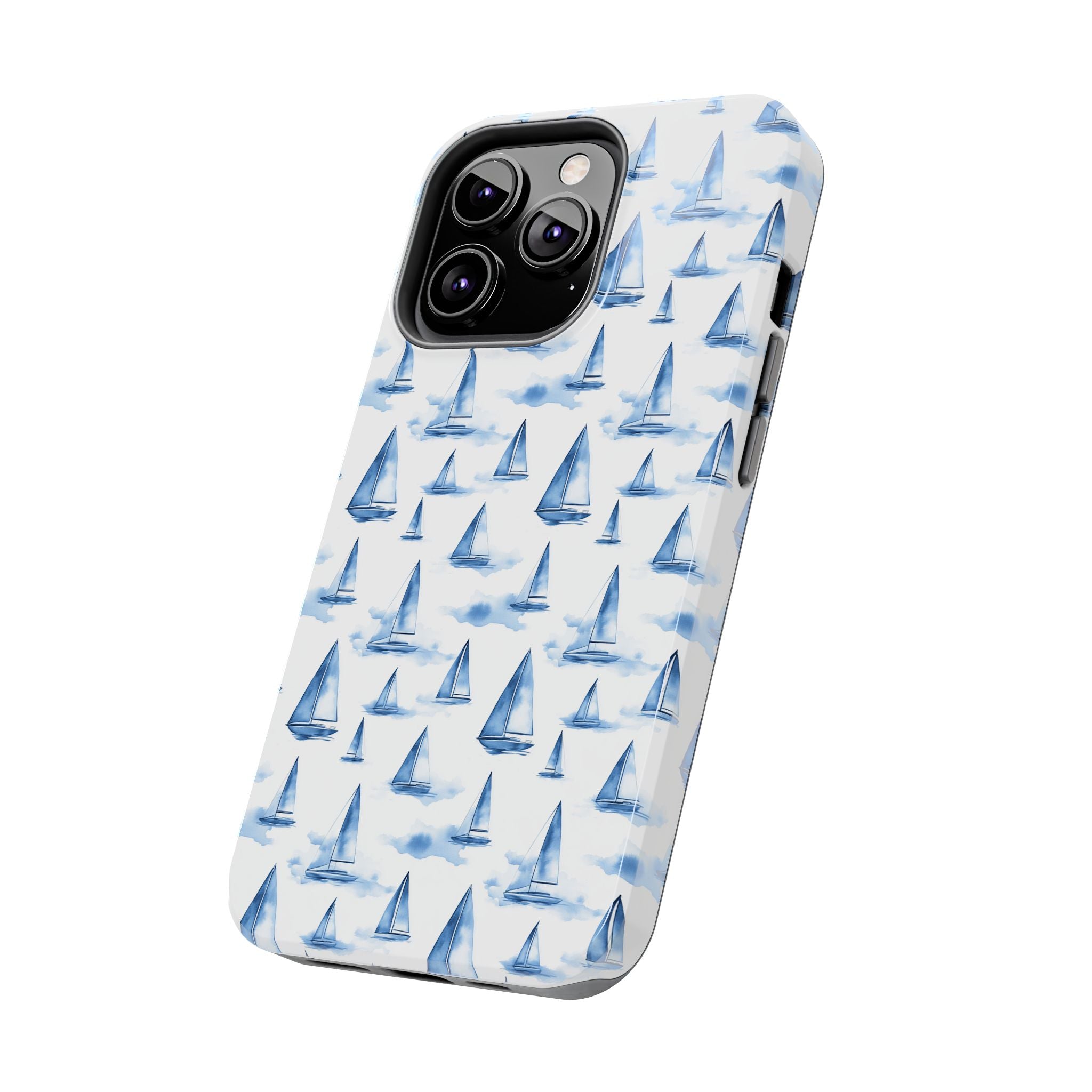 Blue Sailboat Phone Case - Nautical Tough Cover, Summer Gift, Ocean Lover Accessory, Unique Phone Protection, Beach Vibes