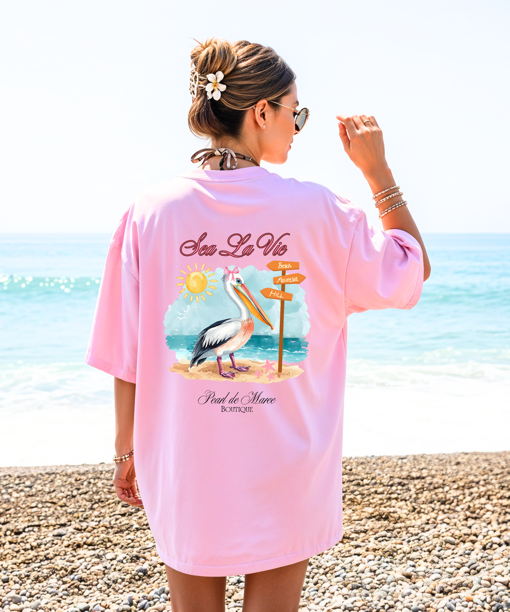 Sea La Vie Pelican T-Shirt, Summer Shirt, Gift For Women, Beach Shirt, Summer Women Shirt