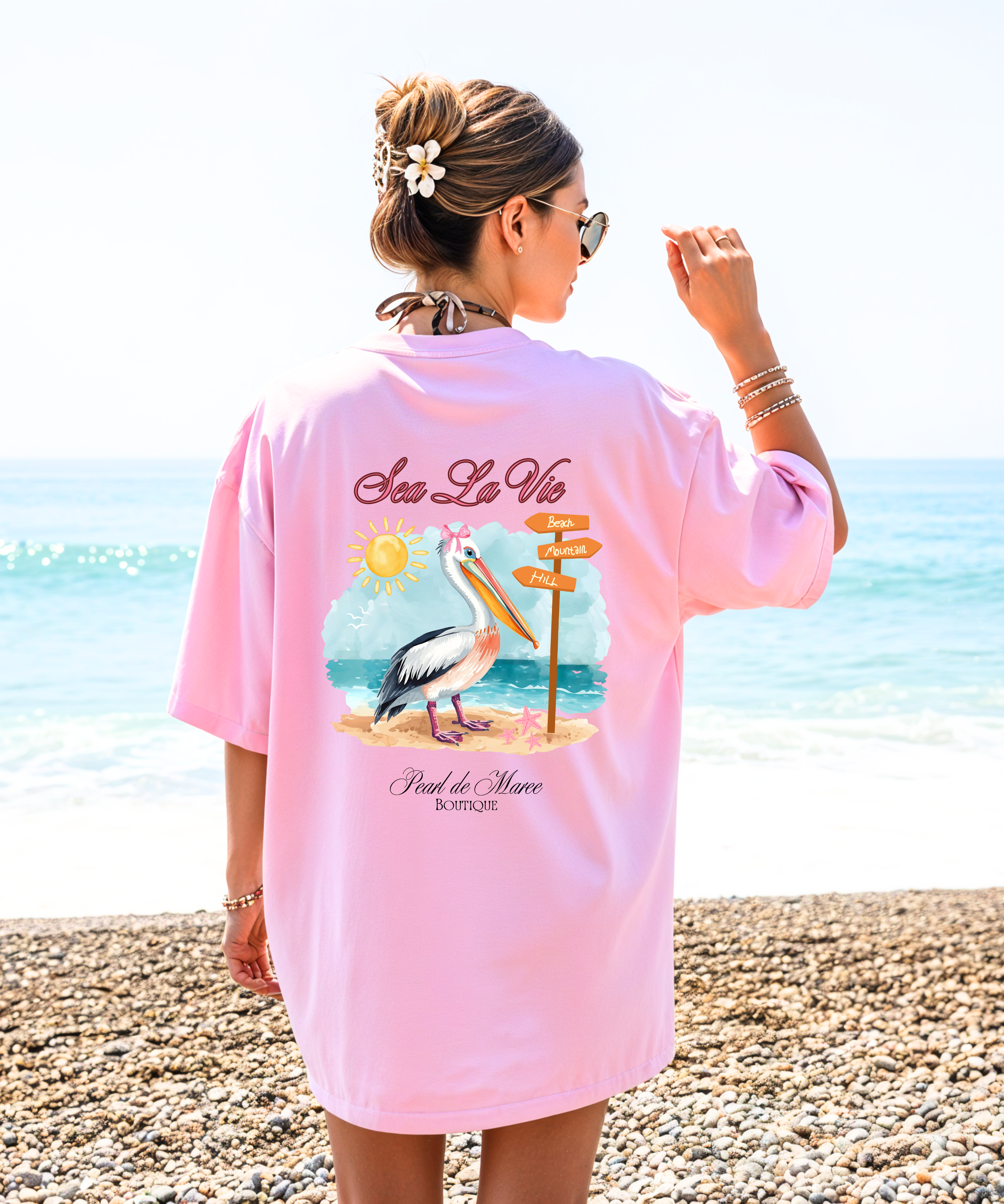 Sea La Vie Pelican T-Shirt, Summer Shirt, Gift For Women, Beach Shirt, Summer Women Shirt