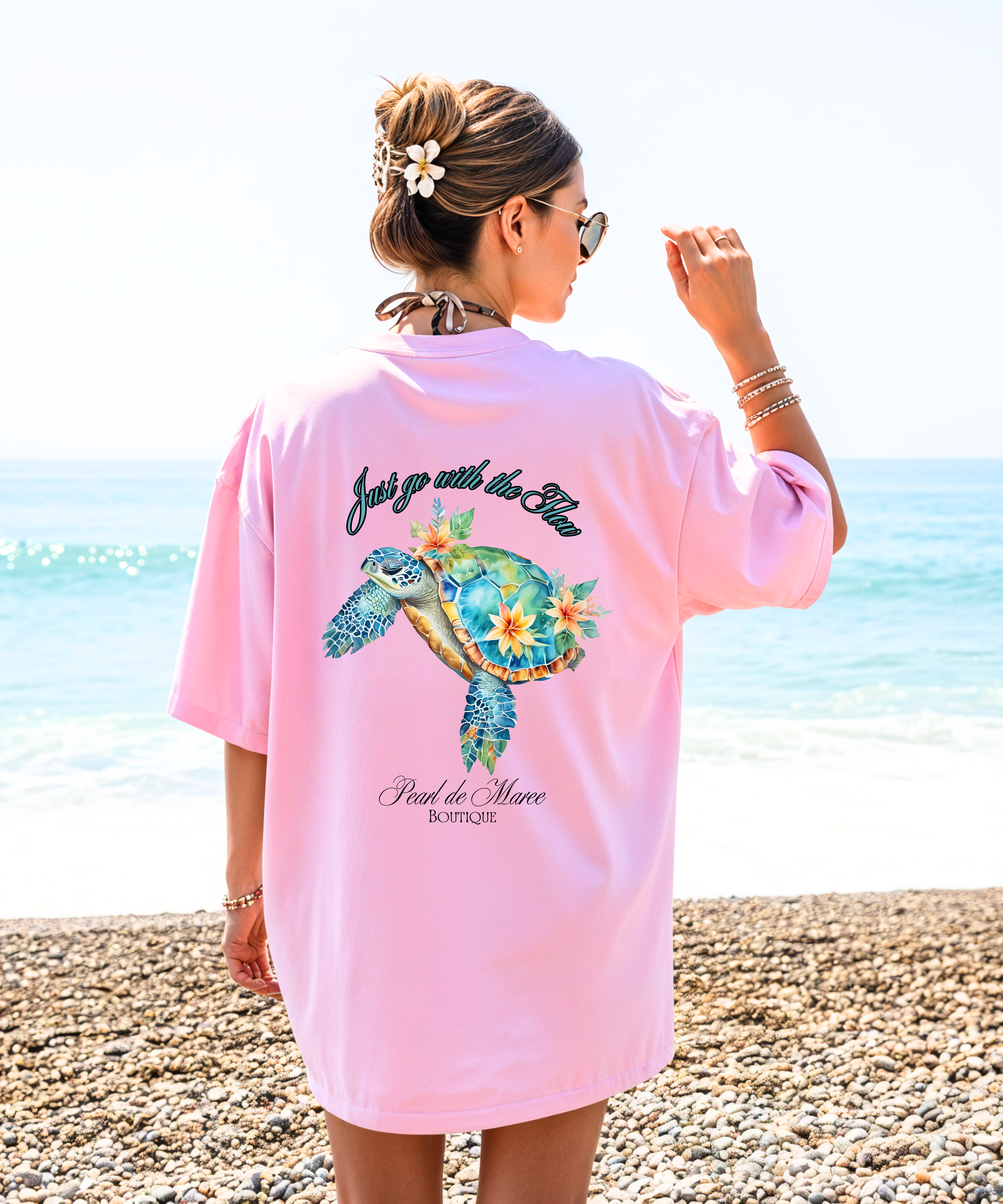 Just Go with the flow turtle T-Shirt, Summer Shirt, Gift For Women, Beach Shirt, Summer Women Shirt