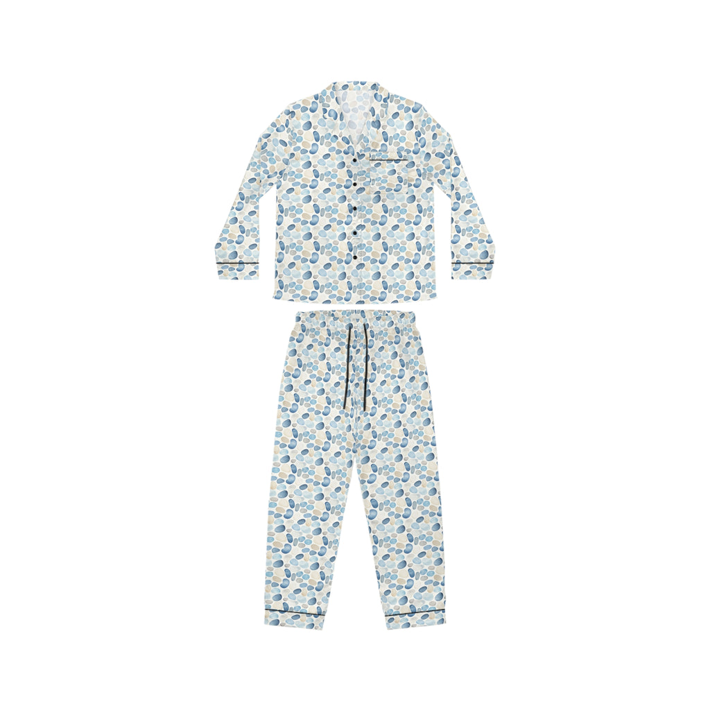 Cobblestone-Elegantly Floral Women's Satin Pajamas, Luxurious Sleepwear, Perfect for Home, Gifts, Relaxation, Spa Days, Cozy Nights