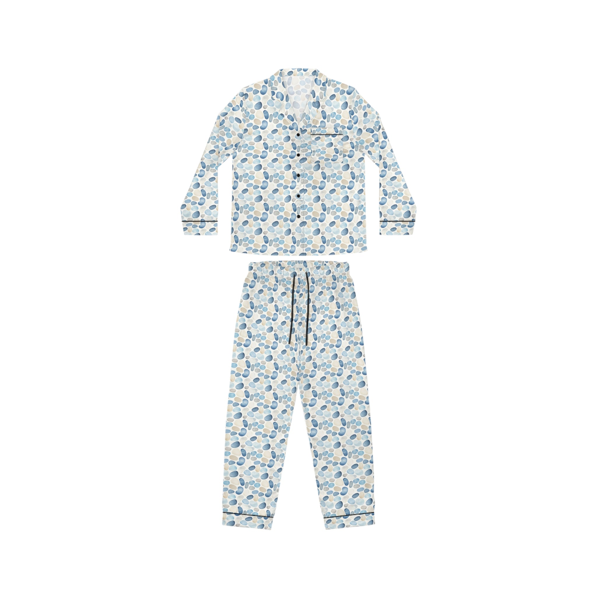 Cobblestone-Elegantly Floral Women's Satin Pajamas, Luxurious Sleepwear, Perfect for Home, Gifts, Relaxation, Spa Days, Cozy Nights