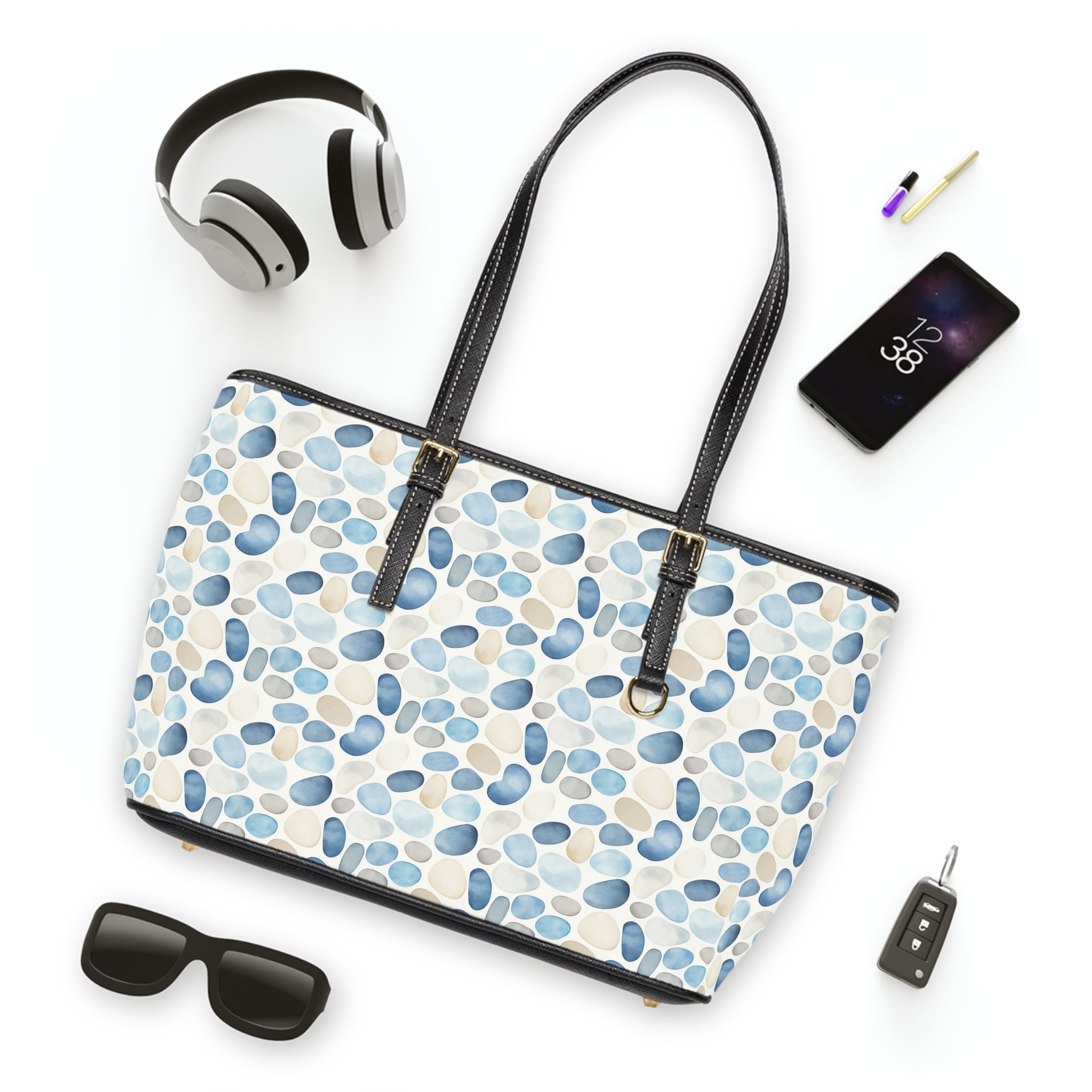 Cobble Stone - Leather Shoulder Bag for Casual Outings, Stylish Tote Bag, Everyday Handbag, Gift for Her, Fashionable Carryall