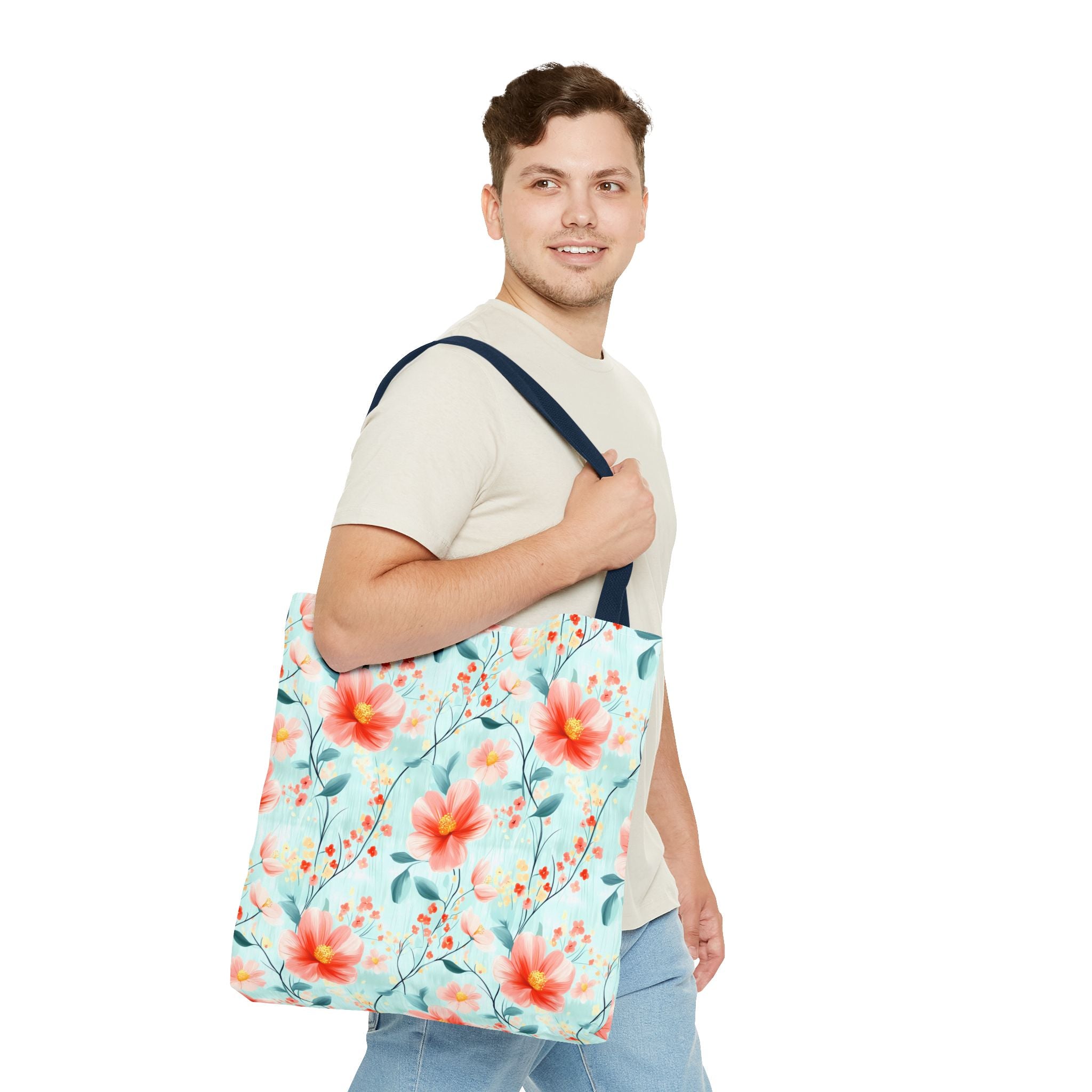 Teal Daisy - Floral Tote Bag, Boho Chic Carryall, Beach Bag, Gifts for Her, Spring Fashion Accessory, Eco-Friendly Shopping Bag