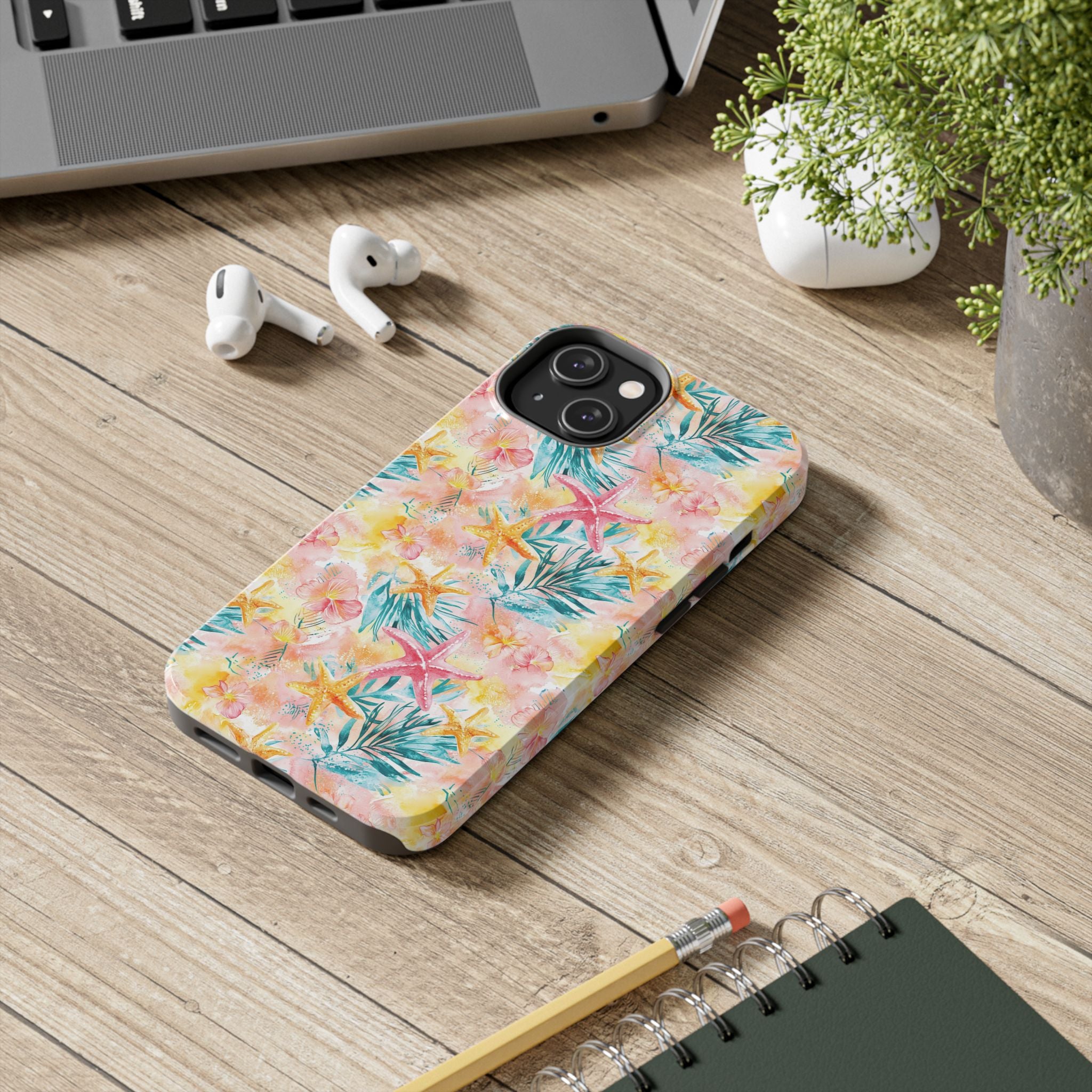 Pink Tropical Starfish- Floral Tough Phone Case - Durable Protection with a Beach Vibe, Perfect Gift for Summer Lovers, Ideal for Vacation, Fun, Stylish