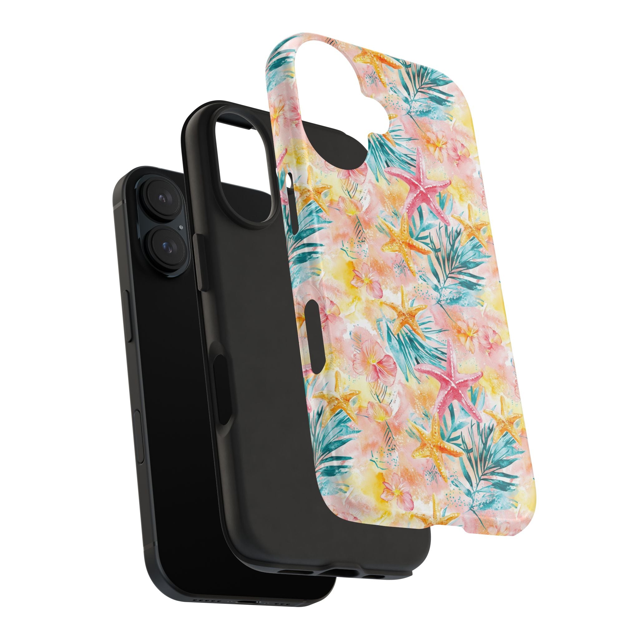 Pink Tropical Starfish- Floral Tough Phone Case - Durable Protection with a Beach Vibe, Perfect Gift for Summer Lovers, Ideal for Vacation, Fun, Stylish