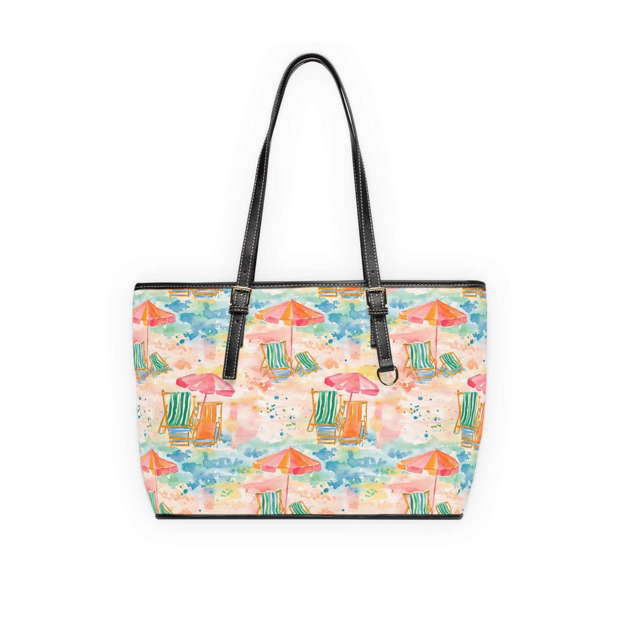 Beach Vibes- PU Leather Shoulder Bag, Summer Tote, Vacation Handbag, Stylish Beach Tote, Colorful Summer Accessory