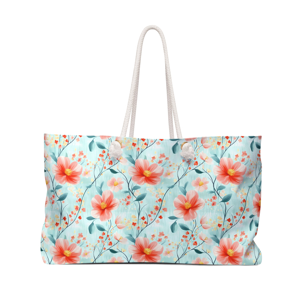 Teal Daisy Weekender Tote Bag, Beach Bag, Beach Tote, Large tote bag, Vacation Bag, Bridesmaid Gift