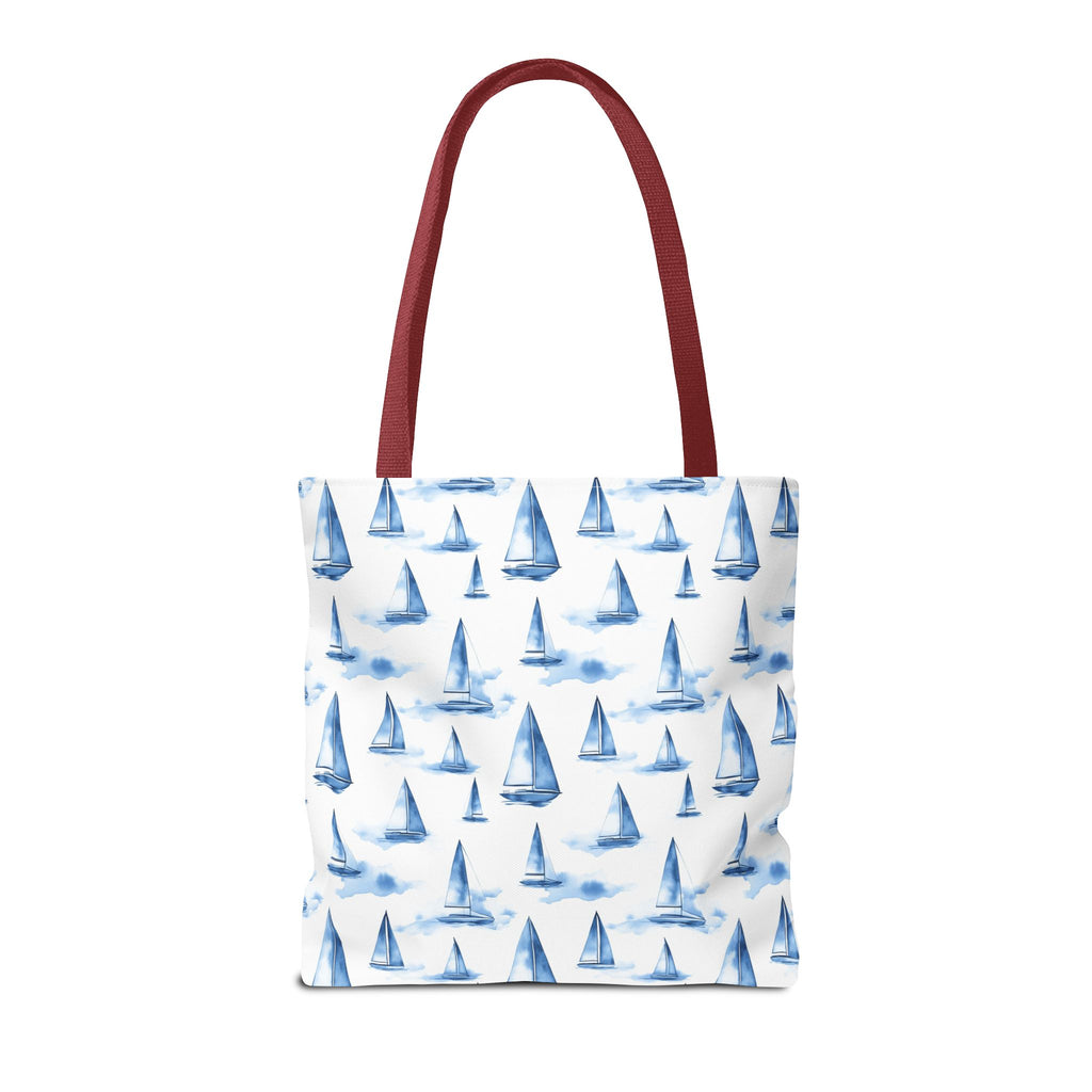 Blue Sail Boat - Nautical Tote Bag, Sailboat Shopping Bag, Beach Tote, Gift for Sailors, Vacation Accessory, Summer Bag